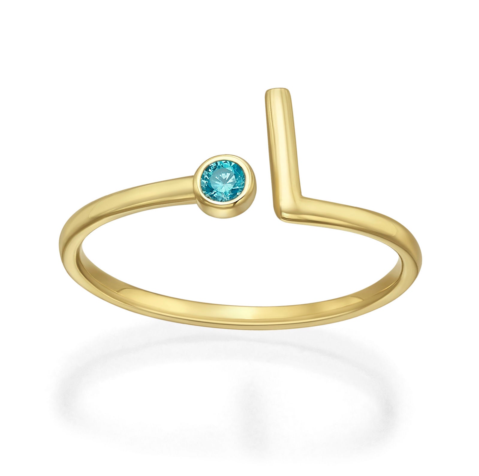 טבעת לנשים מזהב צהוב 14 קראט - סאן כחולה טבעת לנשים מזהב צהוב 14 קראט - סאן כחולה