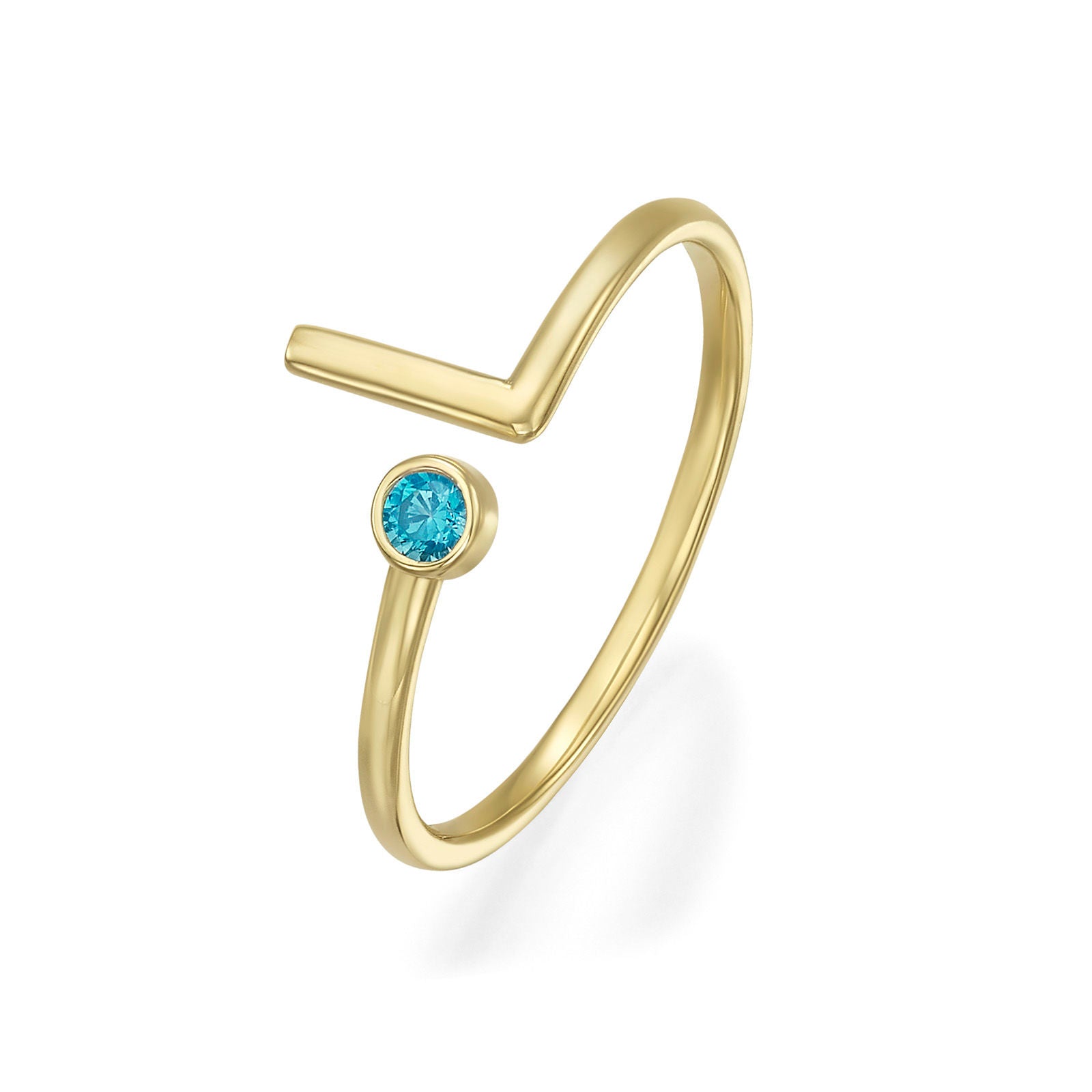 טבעת לנשים מזהב צהוב 14 קראט - סאן כחולה טבעת לנשים מזהב צהוב 14 קראט - סאן כחולה