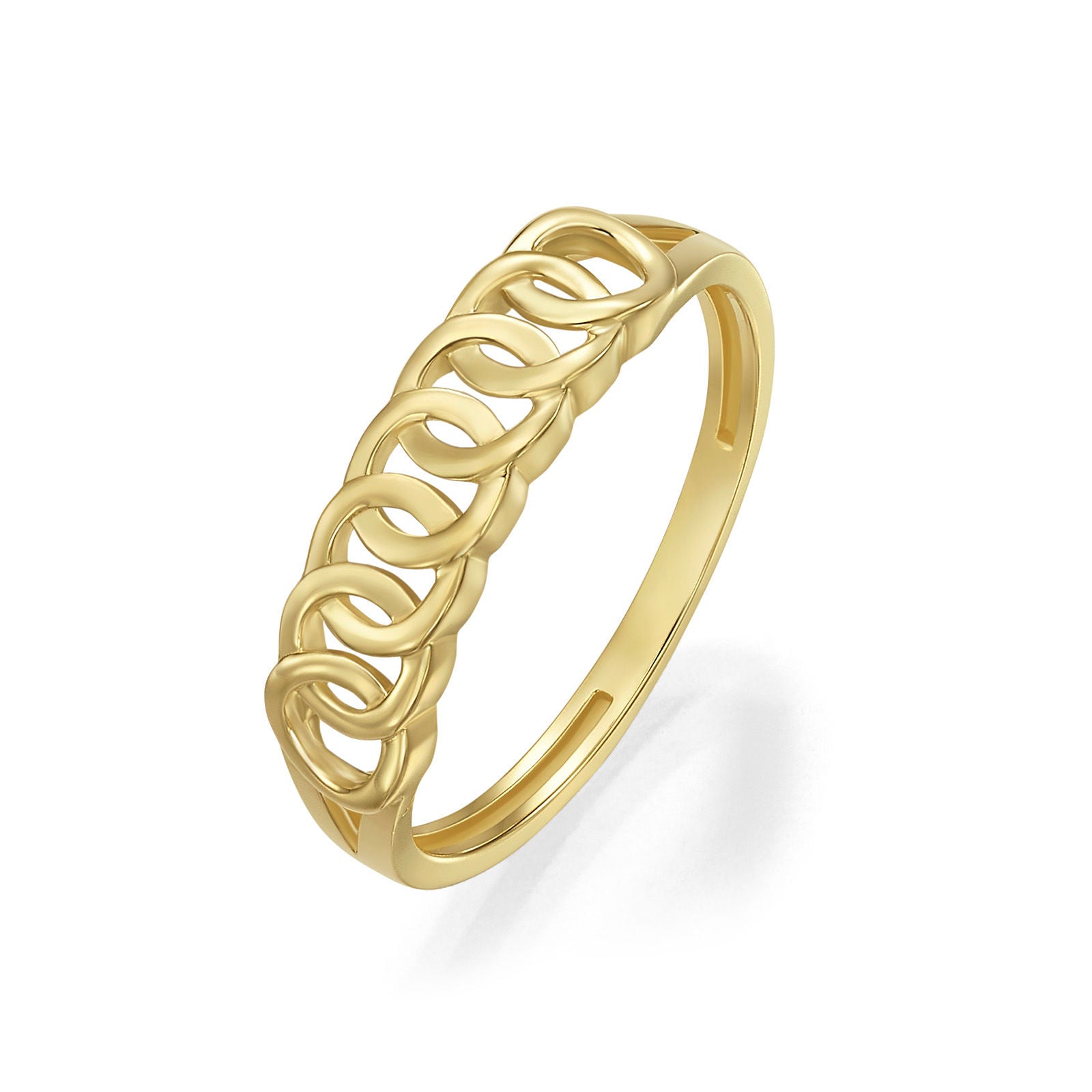 טבעת לנשים מזהב צהוב 14 קראט - חוליות עגולות טבעת לנשים מזהב צהוב 14 קראט - חוליות עגולות