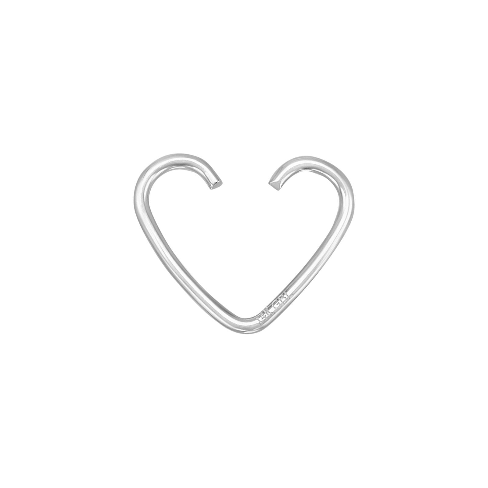 פירסינג לאוזן מזהב לבן 14 קראט - הליקס לב דק פירסינג לאוזן מזהב לבן 14 קראט - הליקס לב דק
