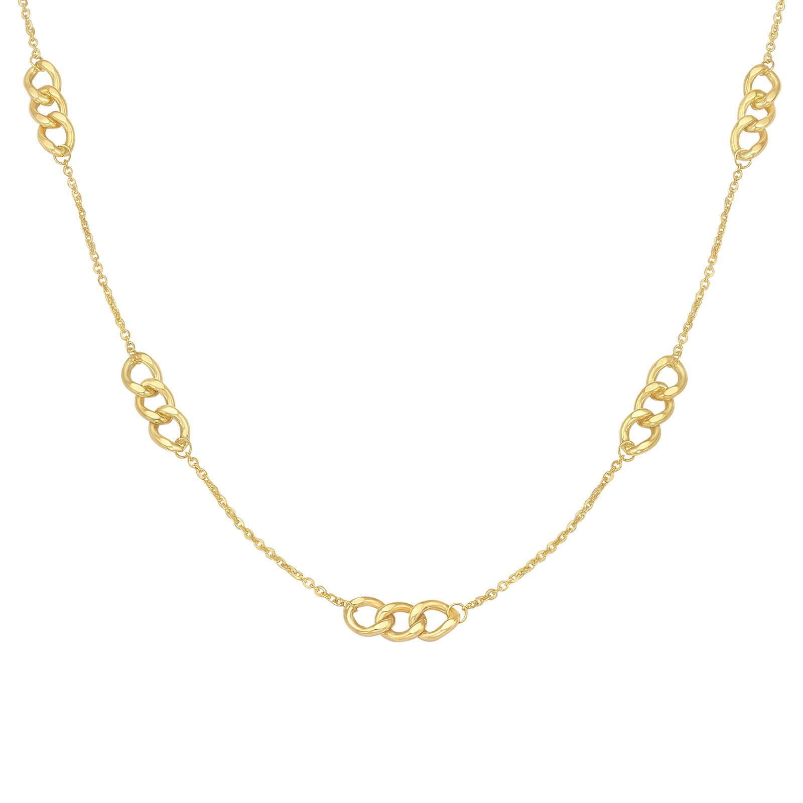 תליון ושרשרת מזהב צהוב 14 קראט - חוליות משולבות תליון ושרשרת מזהב צהוב 14 קראט - חוליות משולבות