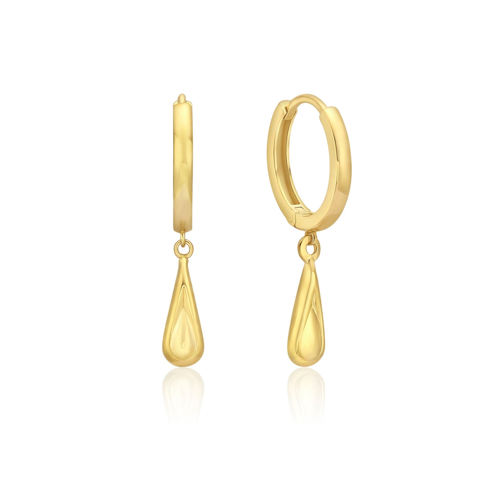 עגילי חישוק צארם מזהב צהוב 14 קראט - צ'ארם טיפה עגילי חישוק צארם מזהב צהוב 14 קראט - צ'ארם טיפה