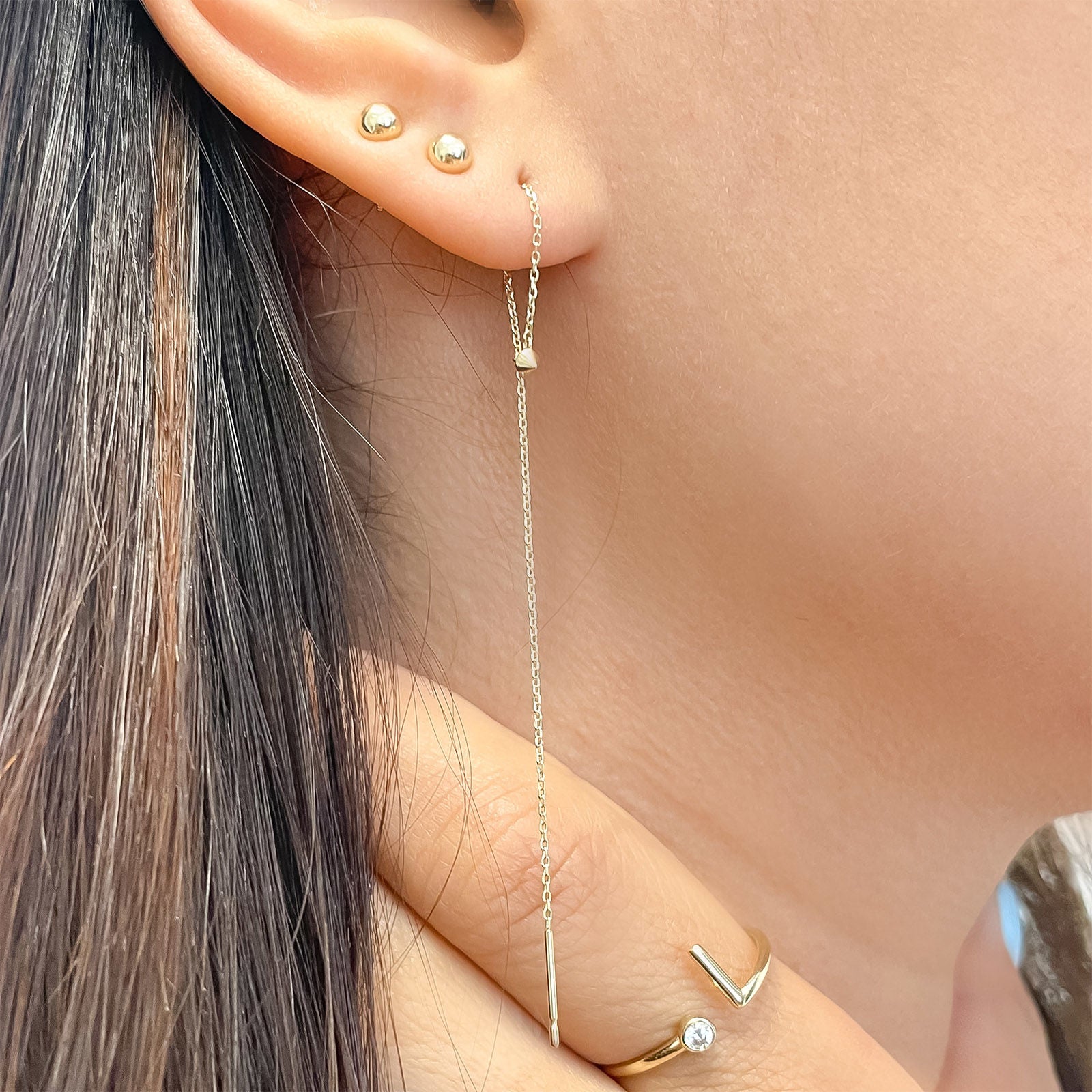 עגילים תלויים מזהב צהוב 14 קראט - ניט עגילים תלויים מזהב צהוב 14 קראט - ניט