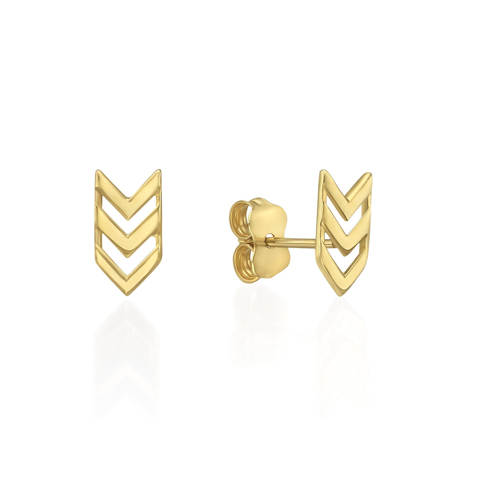 עגילים צמודים מזהב צהוב 14 קראט - אפולו עגילים צמודים מזהב צהוב 14 קראט - אפולו