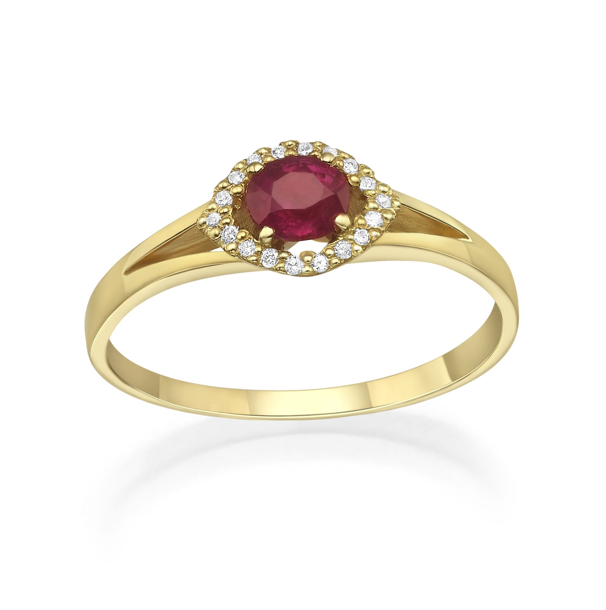 טבעת רובי ויהלומים מזהב צהוב 14 קראט - עין רויאל טבעת רובי ויהלומים מזהב צהוב 14 קראט - עין רויאל