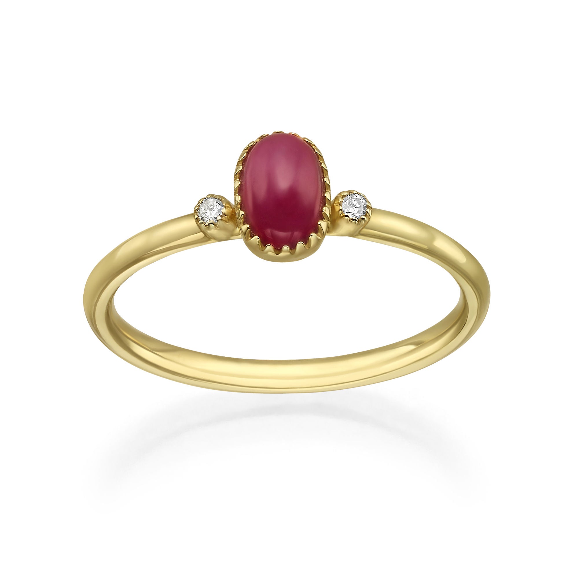 טבעת רובי ויהלומים מזהב צהוב 14 קראט - ליברטי אדומה טבעת רובי ויהלומים מזהב צהוב 14 קראט - ליברטי אדומה