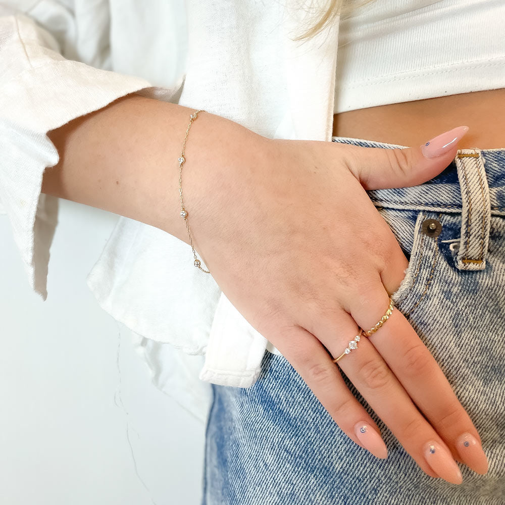 צמיד לנשים מזהב צהוב 14 קראט - קימברלי צמיד לנשים מזהב צהוב 14 קראט - קימברלי