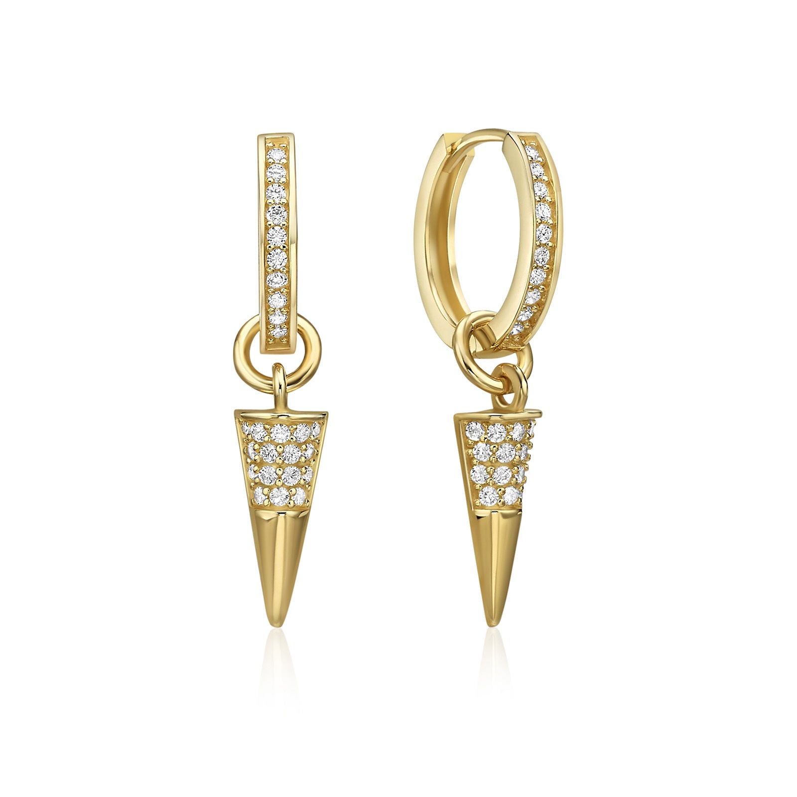 עגילי צ'ארם לאישה מזהב צהוב 14 קראט - צ'ארם ניט מנצנץ עגילי צ'ארם לאישה מזהב צהוב 14 קראט - צ'ארם ניט מנצנץ