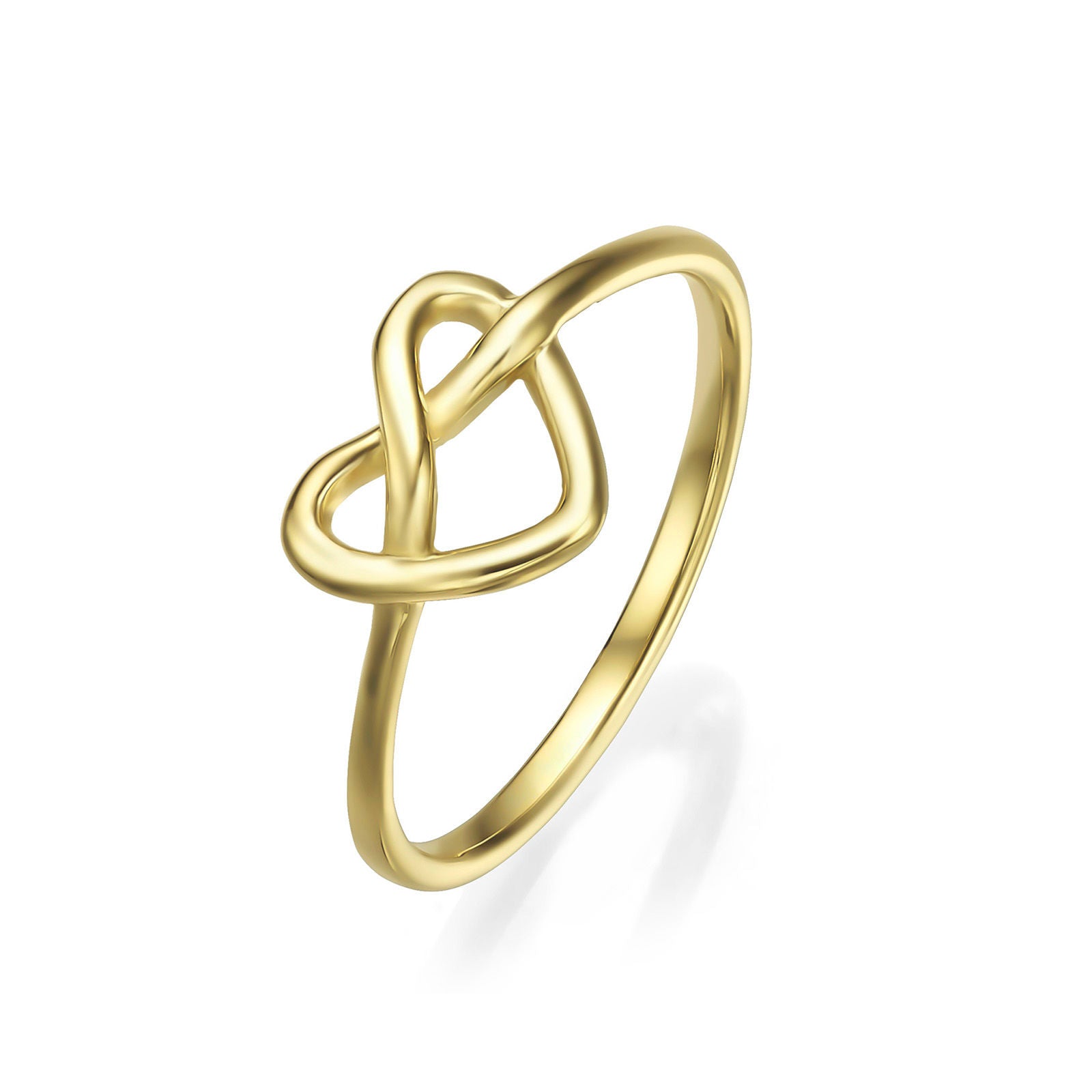 טבעת לנשים מזהב צהוב 14 קראט - קשר לב טבעת לנשים מזהב צהוב 14 קראט - קשר לב