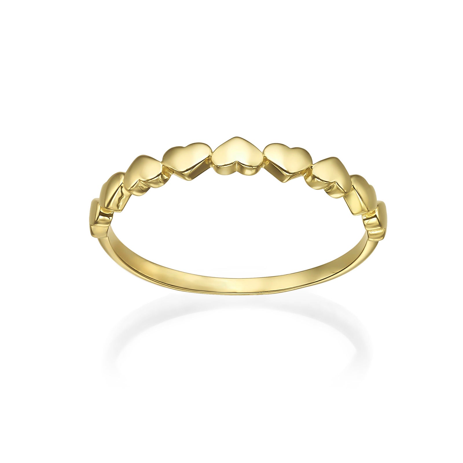 טבעת לנשים מזהב צהוב 14 קראט - לבבות מירבל טבעת לנשים מזהב צהוב 14 קראט - לבבות מירבל