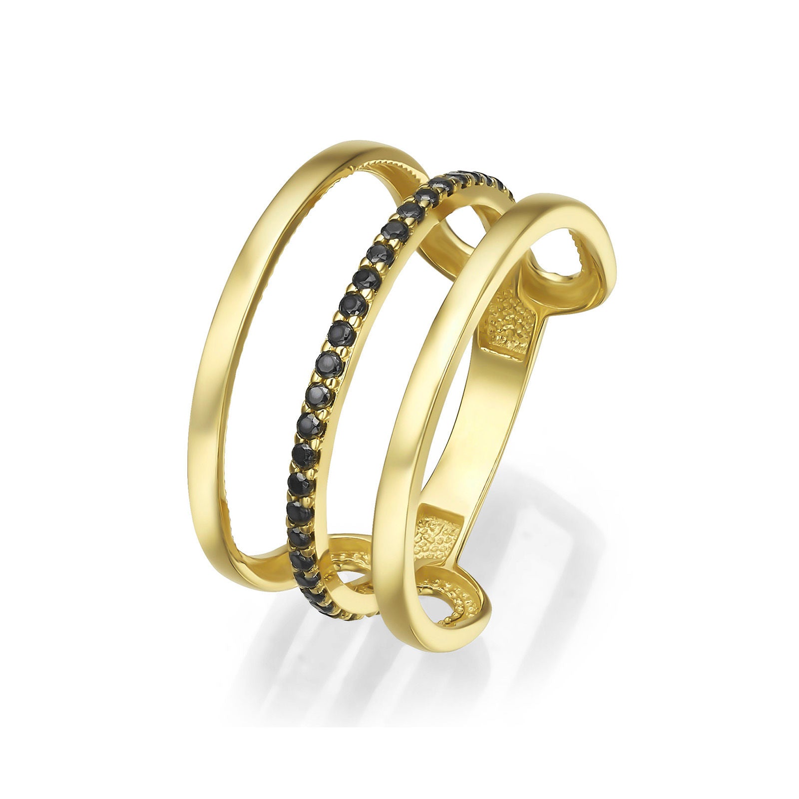 טבעת לנשים מזהב צהוב 14 קראט - בלינדה שחורה טבעת לנשים מזהב צהוב 14 קראט - בלינדה שחורה