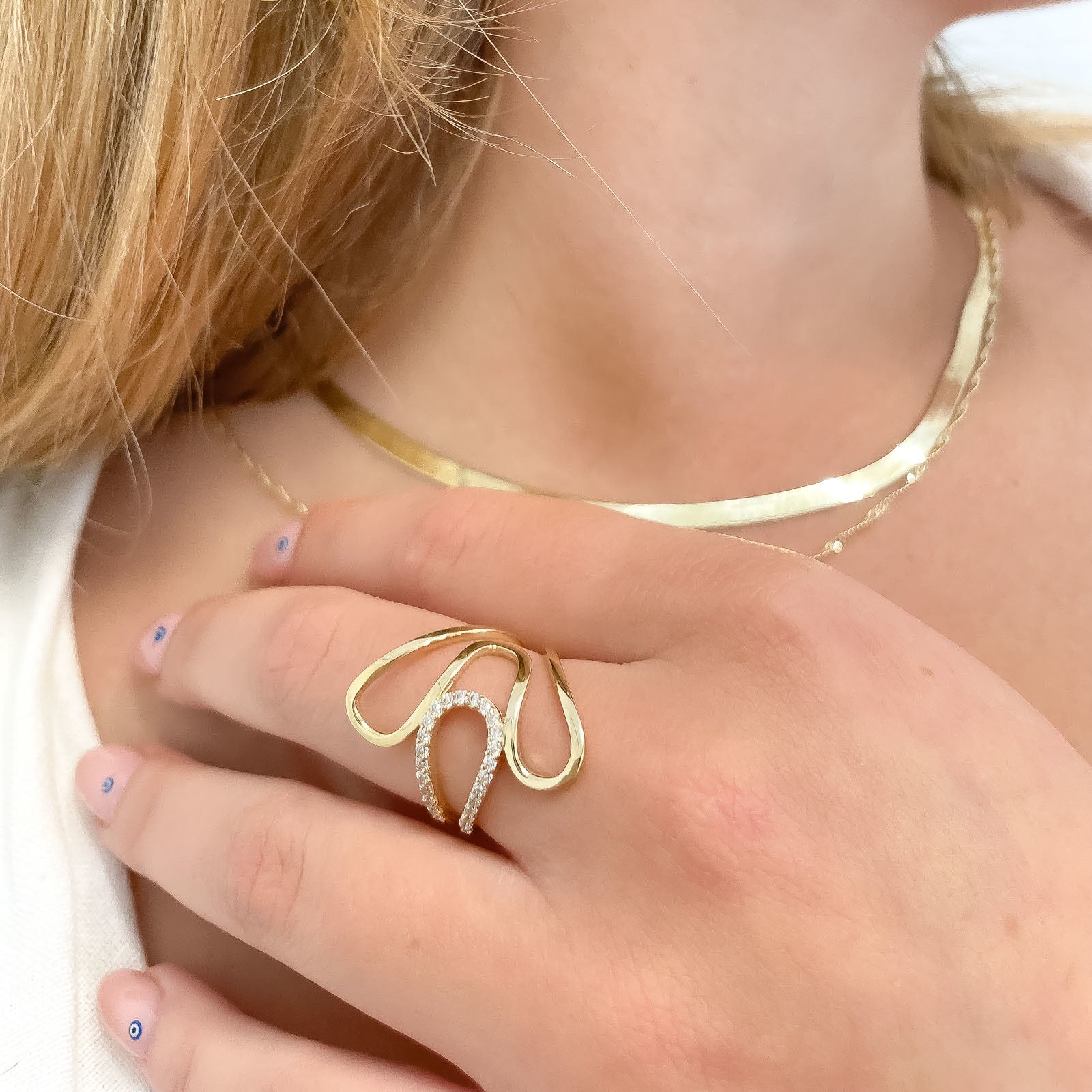 טבעת לנשים מזהב צהוב 14 קראט - אספרנסה טבעת לנשים מזהב צהוב 14 קראט - אספרנסה