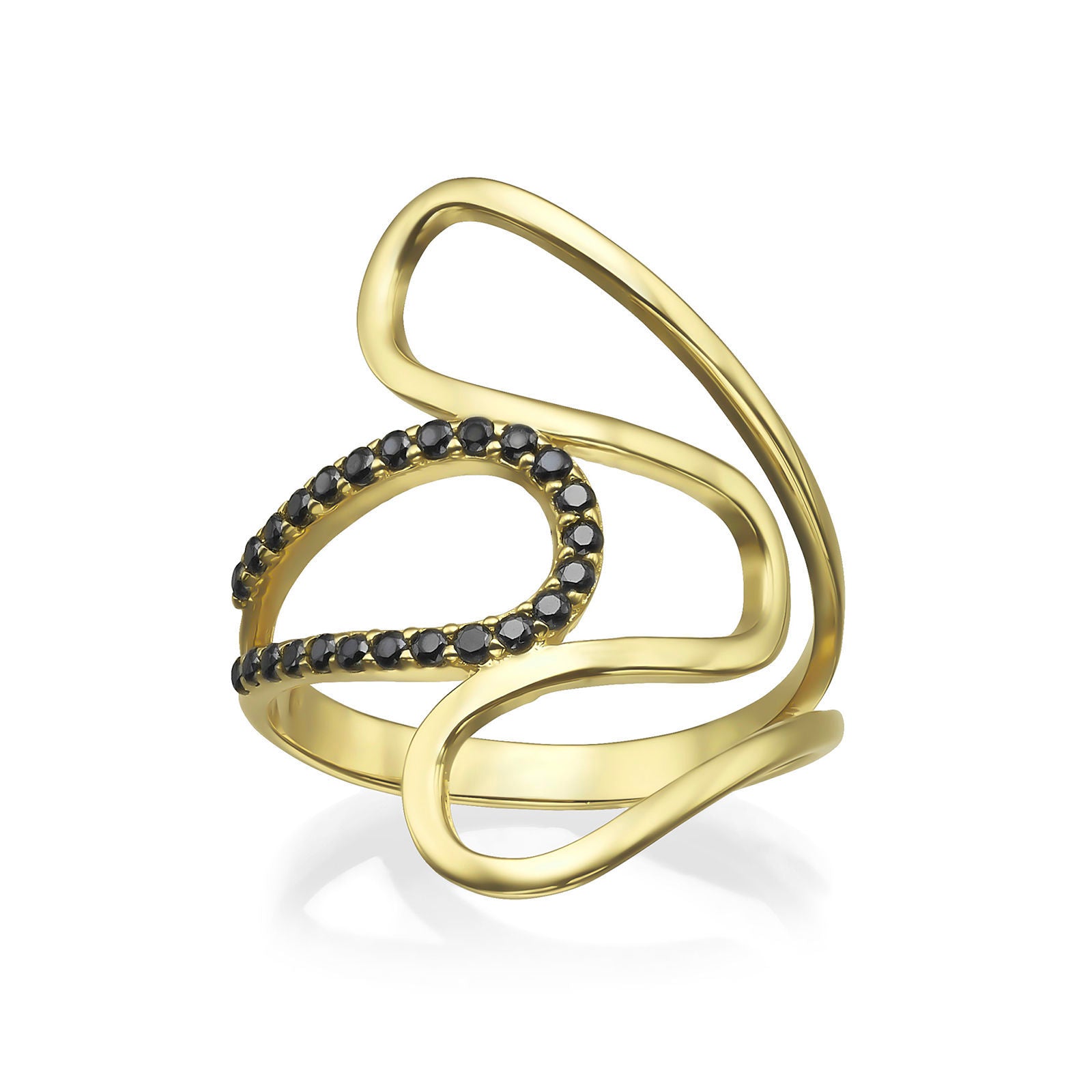 טבעת לנשים מזהב צהוב 14 קראט - אספרנסה שחורה טבעת לנשים מזהב צהוב 14 קראט - אספרנסה שחורה