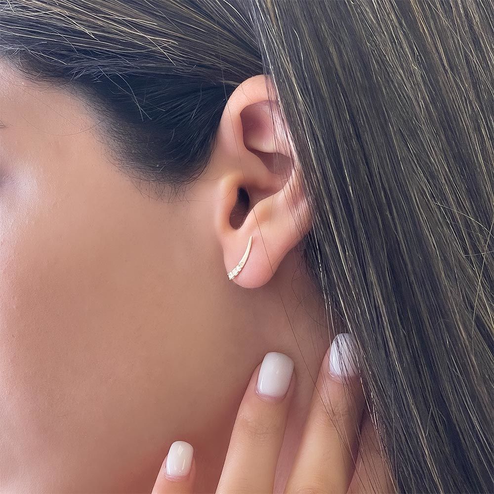 עגילים צמודים מזהב צהוב 14 קראט - סרסי עגילים צמודים מזהב צהוב 14 קראט - סרסי