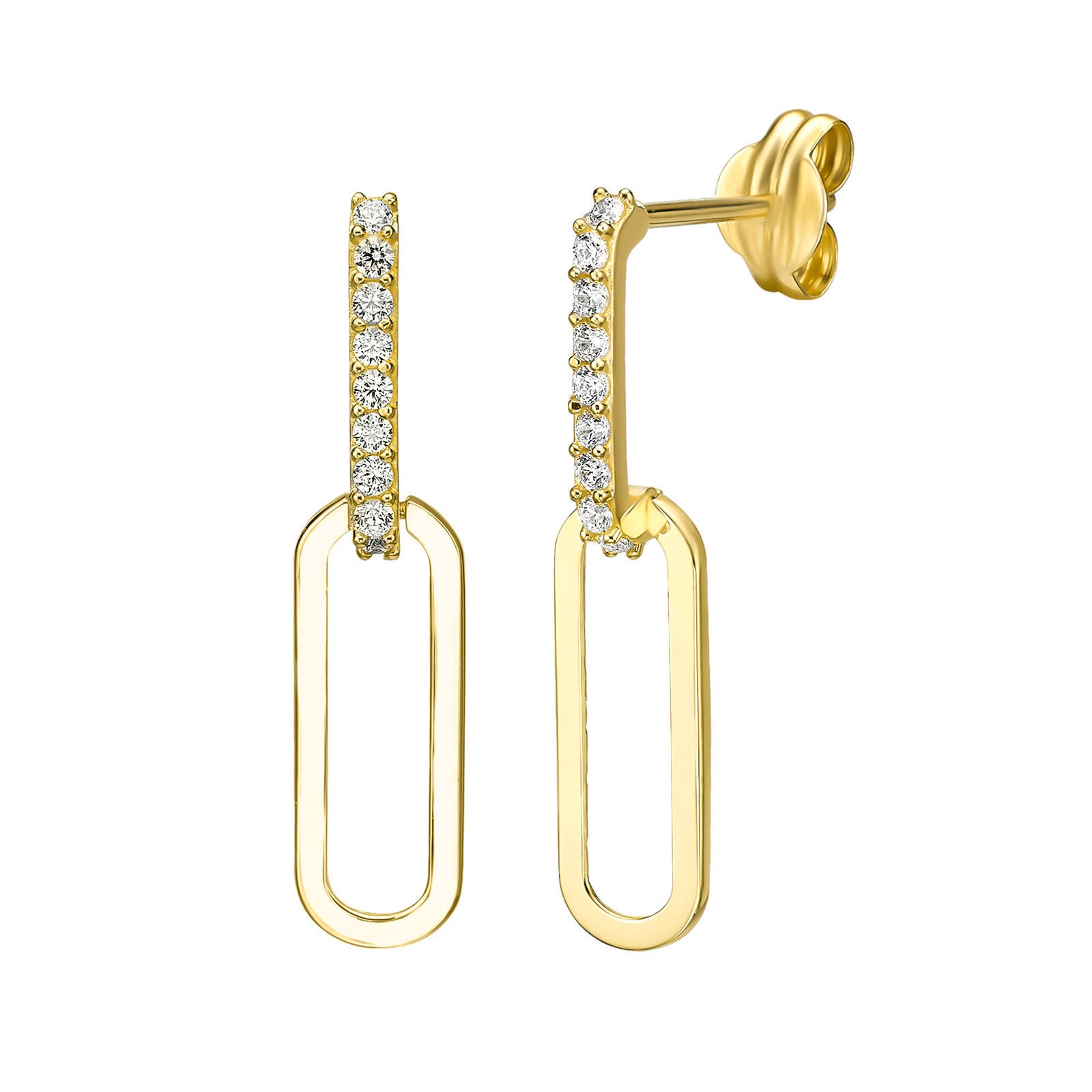 עגילים תלויים מזהב צהוב 14 קראט - ניקולה עגילים תלויים מזהב צהוב 14 קראט - ניקולה