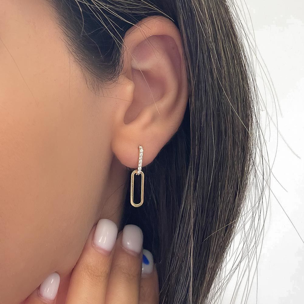 עגילים תלויים מזהב צהוב 14 קראט - ניקולה עגילים תלויים מזהב צהוב 14 קראט - ניקולה