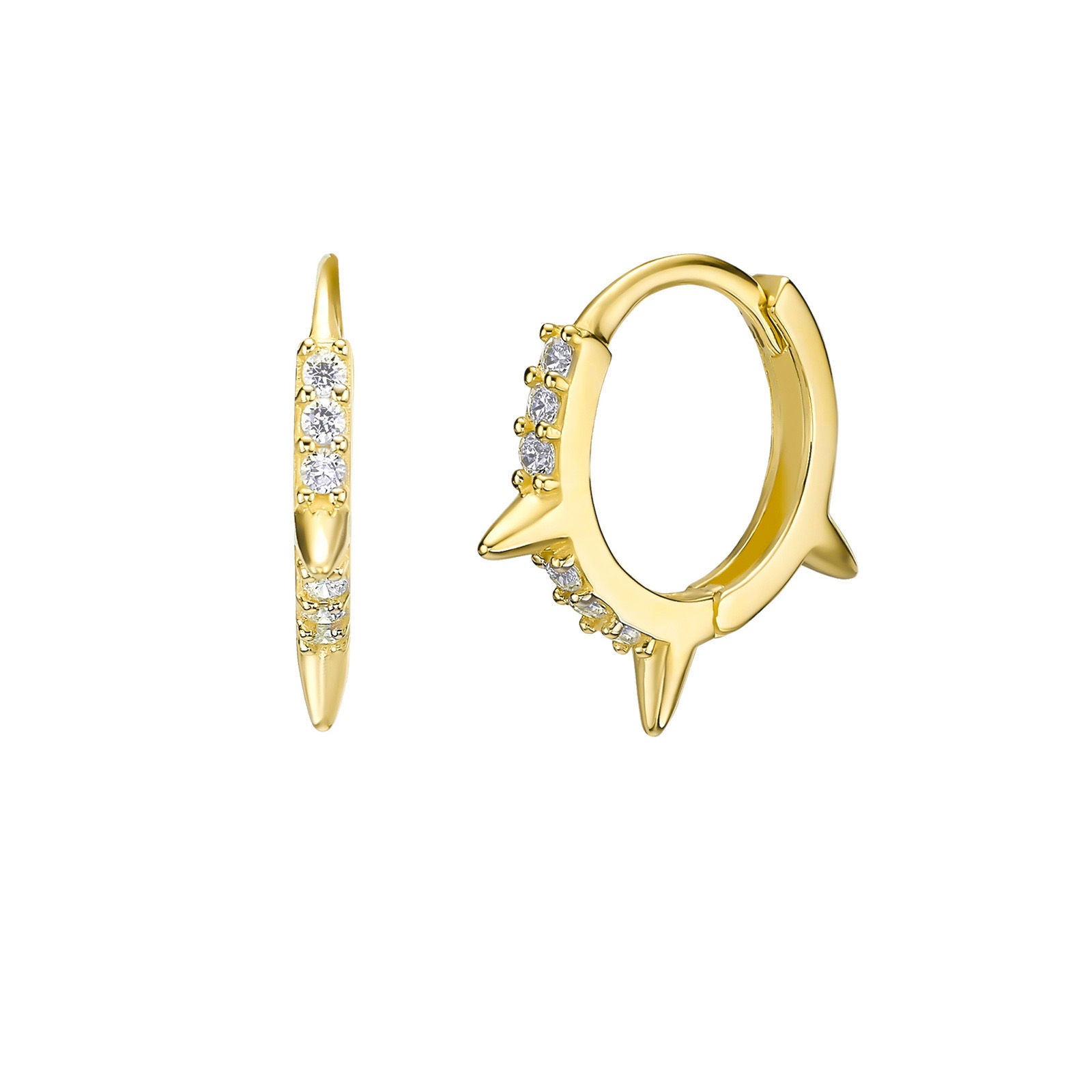 עגילי חישוק מזהב צהוב 14 קראט - קונור עגילי חישוק מזהב צהוב 14 קראט - קונור