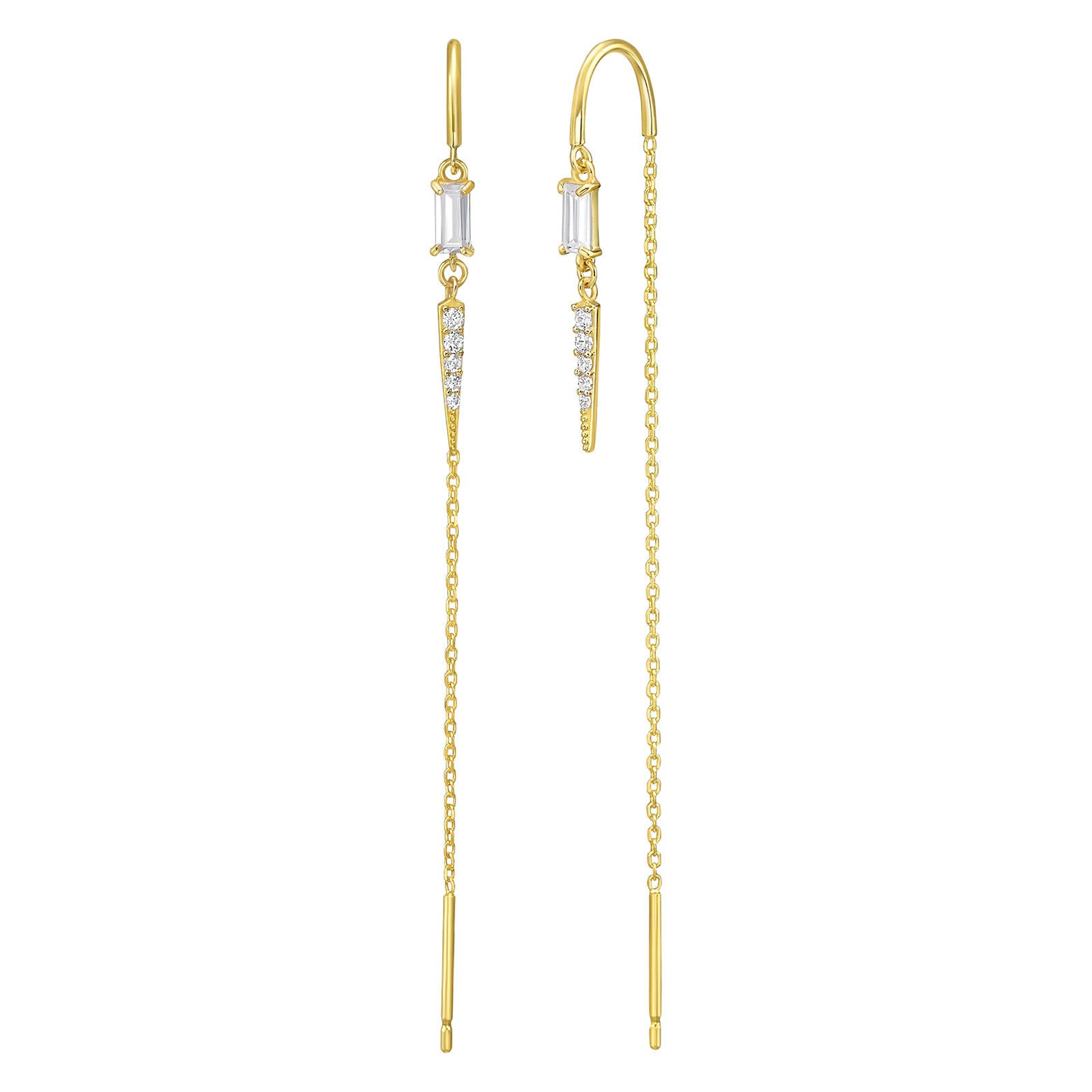 עגילים תלויים מזהב צהוב 14 קראט - לארה עגילים תלויים מזהב צהוב 14 קראט - לארה