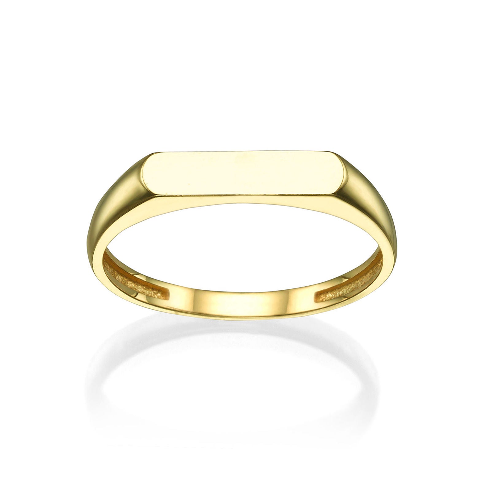 טבעת לנשים מזהב צהוב 14 קראט - חותם קלאסית עבה טבעת לנשים מזהב צהוב 14 קראט - חותם קלאסית עבה