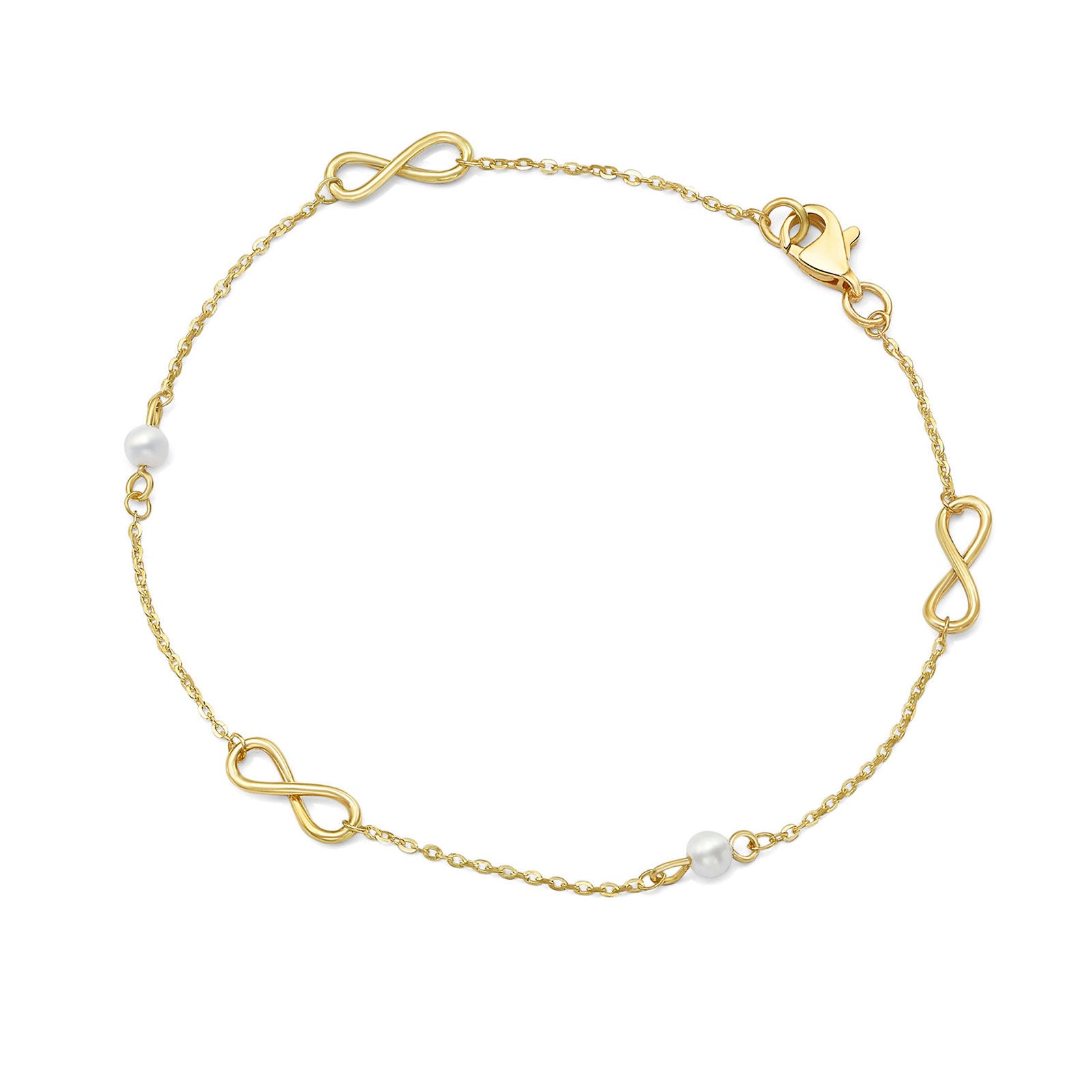 צמיד לאישה מזהב צהוב 14 קראט - אינפיניטי פנינים צמיד לאישה מזהב צהוב 14 קראט - אינפיניטי פנינים