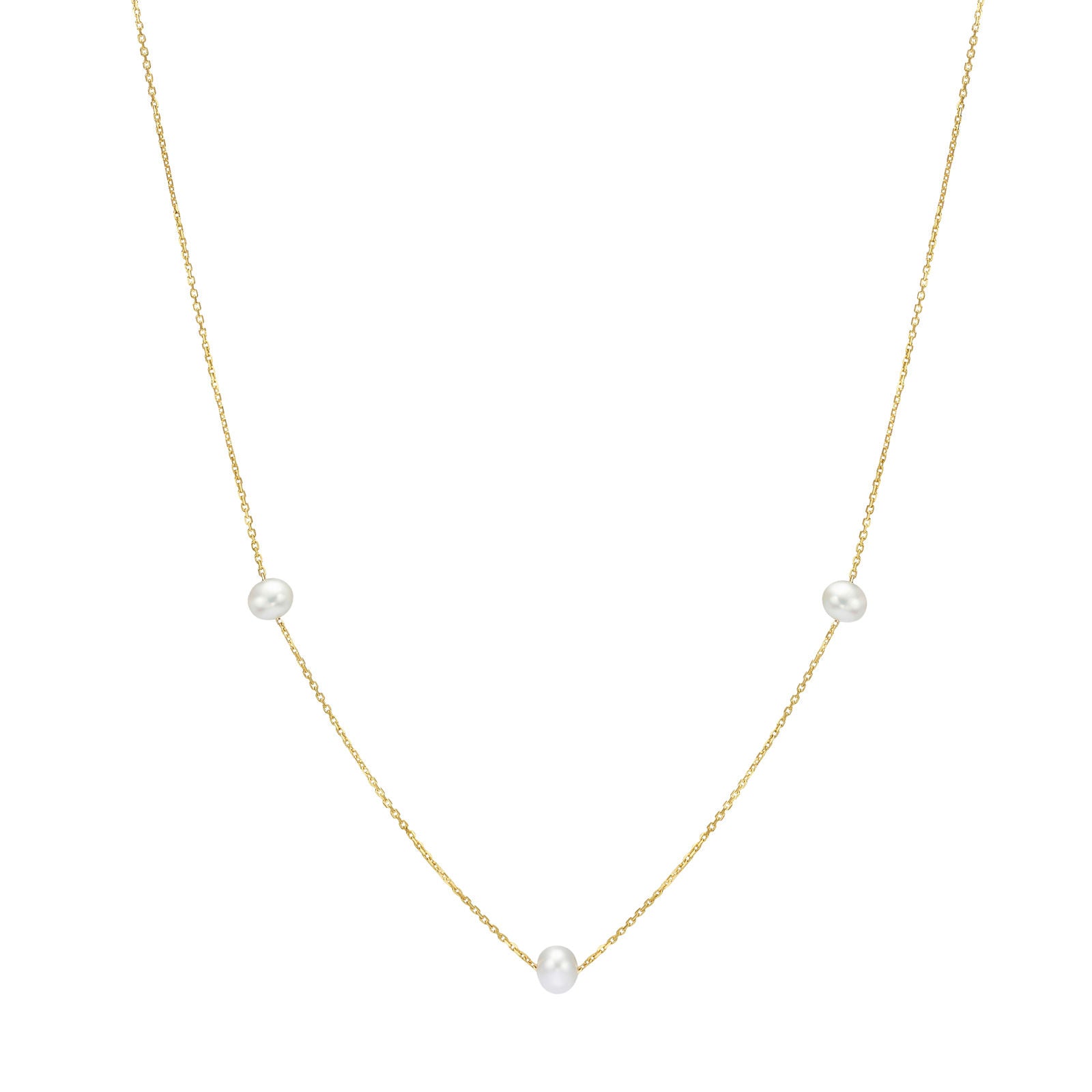 תליון ושרשרת מזהב צהוב 14 קראט - שלוש פנינים תליון ושרשרת מזהב צהוב 14 קראט - שלוש פנינים