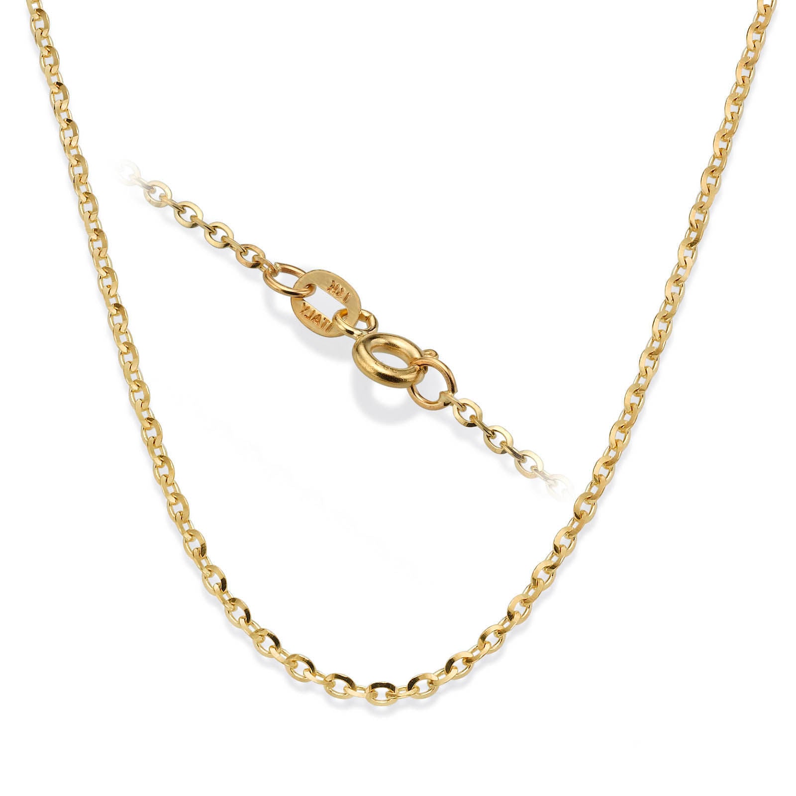 תליון ושרשרת מזהב צהוב 14 קראט -  מגן דוד חלק מקומר תליון ושרשרת מזהב צהוב 14 קראט -  מגן דוד חלק מקומר