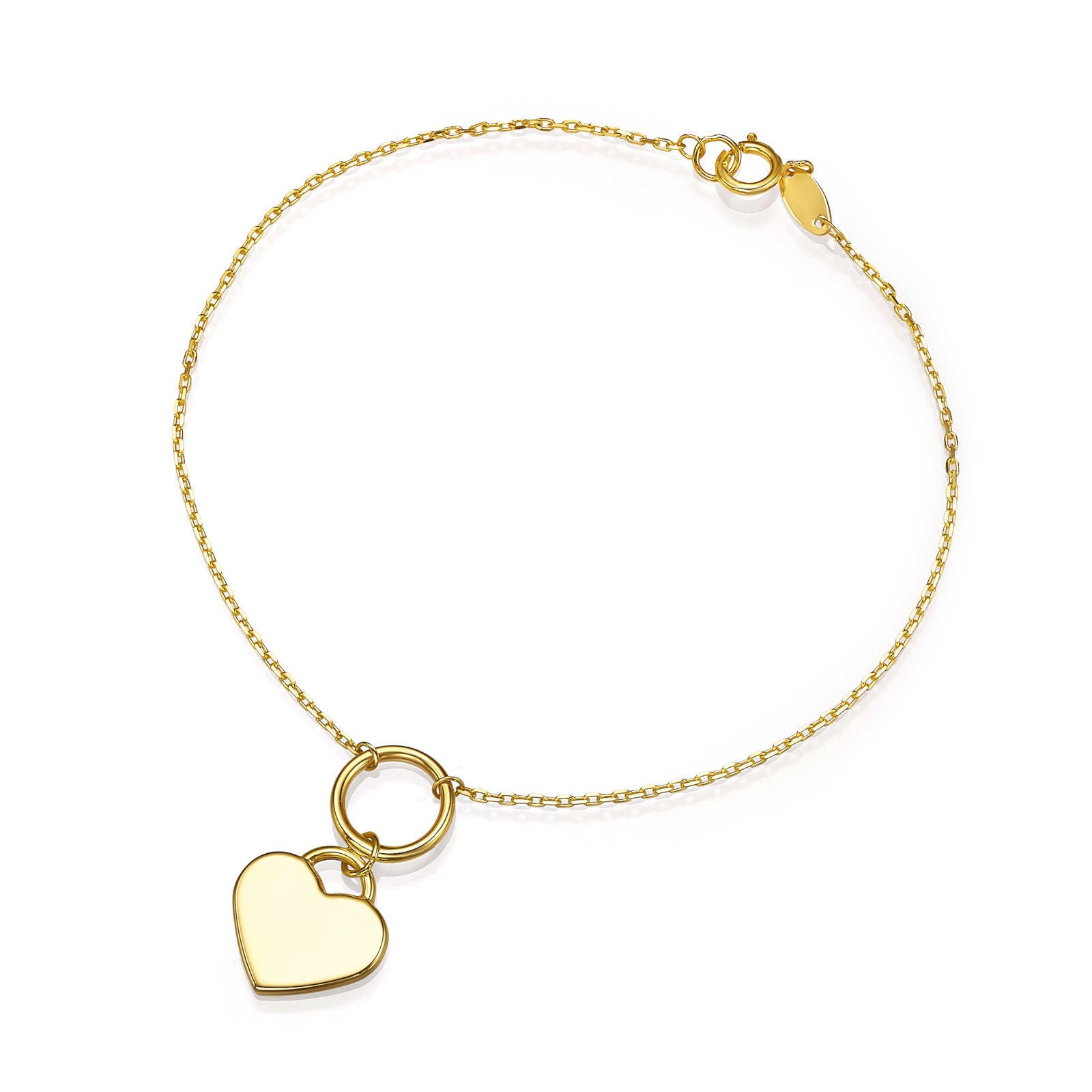 צמיד לאישה מזהב צהוב 14 קראט - לב טיילר צמיד לאישה מזהב צהוב 14 קראט - לב טיילר