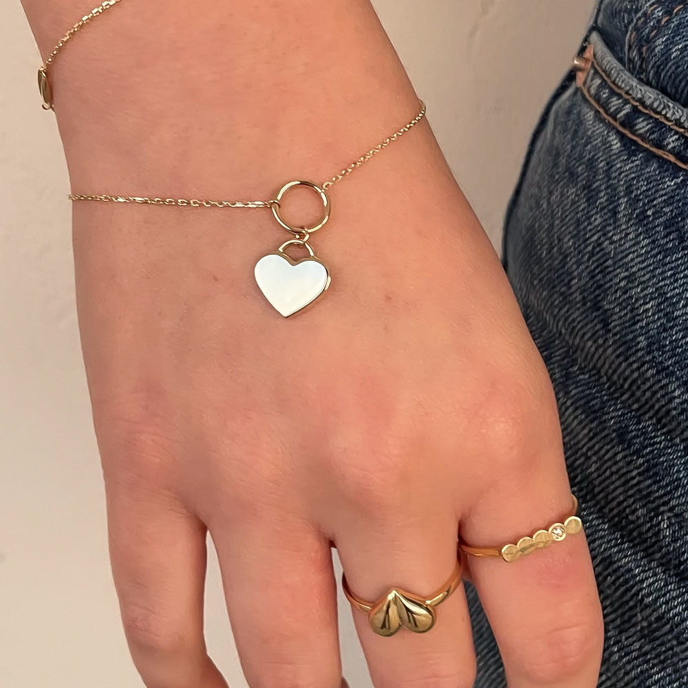 צמיד לאישה מזהב צהוב 14 קראט - לב טיילר צמיד לאישה מזהב צהוב 14 קראט - לב טיילר