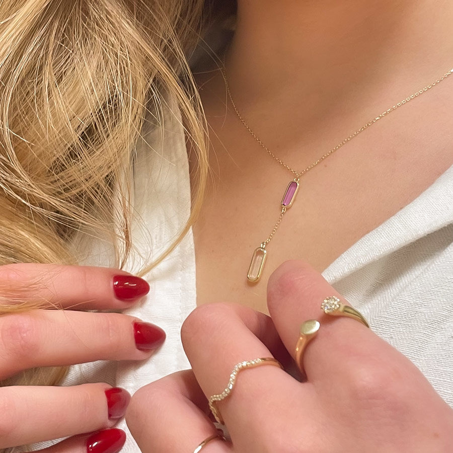 תליון ושרשרת לאישה 14 קראט - לבנדר תליון ושרשרת לאישה 14 קראט - לבנדר