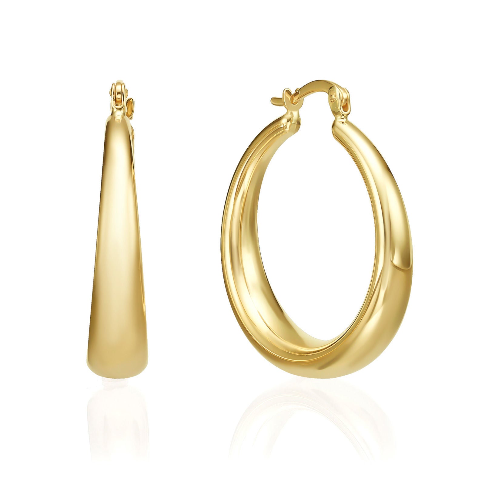 עגילי חישוק מזהב צהוב 14 קראט - חישוקים מתרחבים עגילי חישוק מזהב צהוב 14 קראט - חישוקים מתרחבים