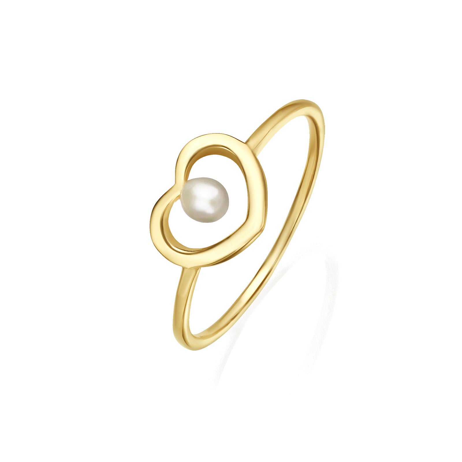 טבעת לב לאישה מזהב צהוב 14 קראט - לב נינה טבעת לב לאישה מזהב צהוב 14 קראט - לב נינה