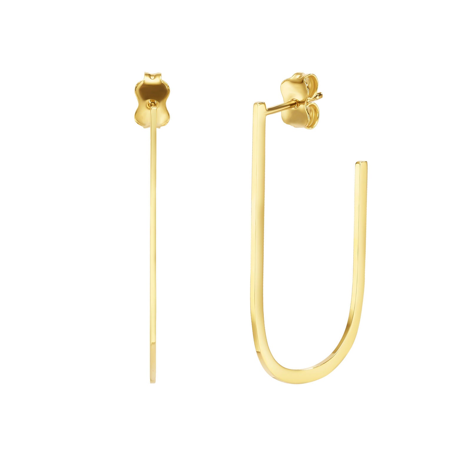 עגילים צמודים מזהב צהוב 14 קראט - מונקו גדול עגילים צמודים מזהב צהוב 14 קראט - מונקו גדול