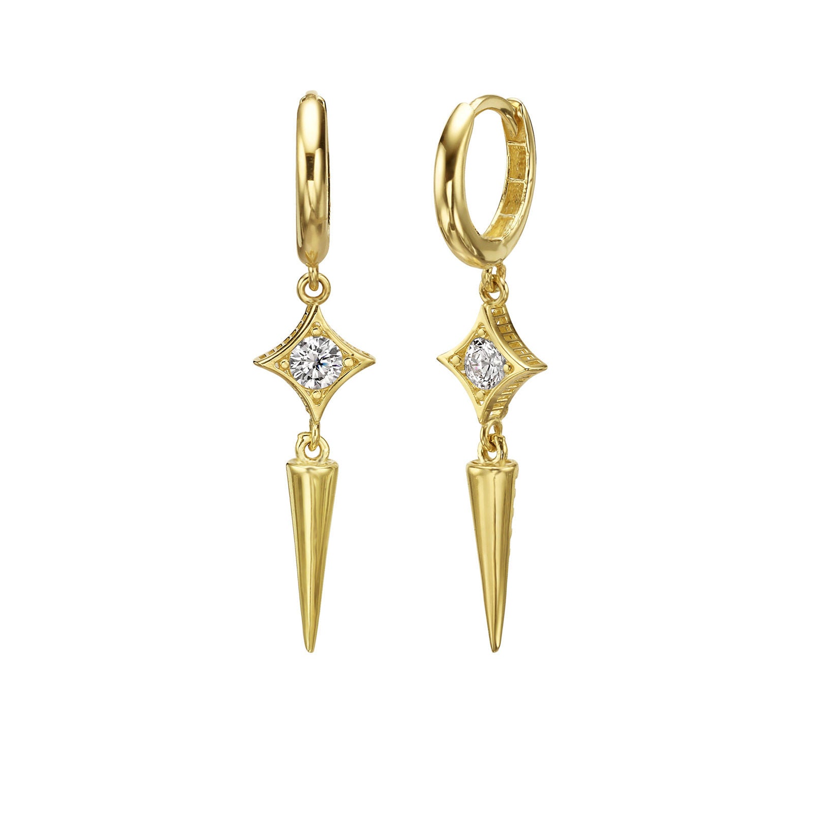 עגילים תלויים מזהב צהוב 14 קראט - צ'ארם ברוק עגילים תלויים מזהב צהוב 14 קראט - צ'ארם ברוק