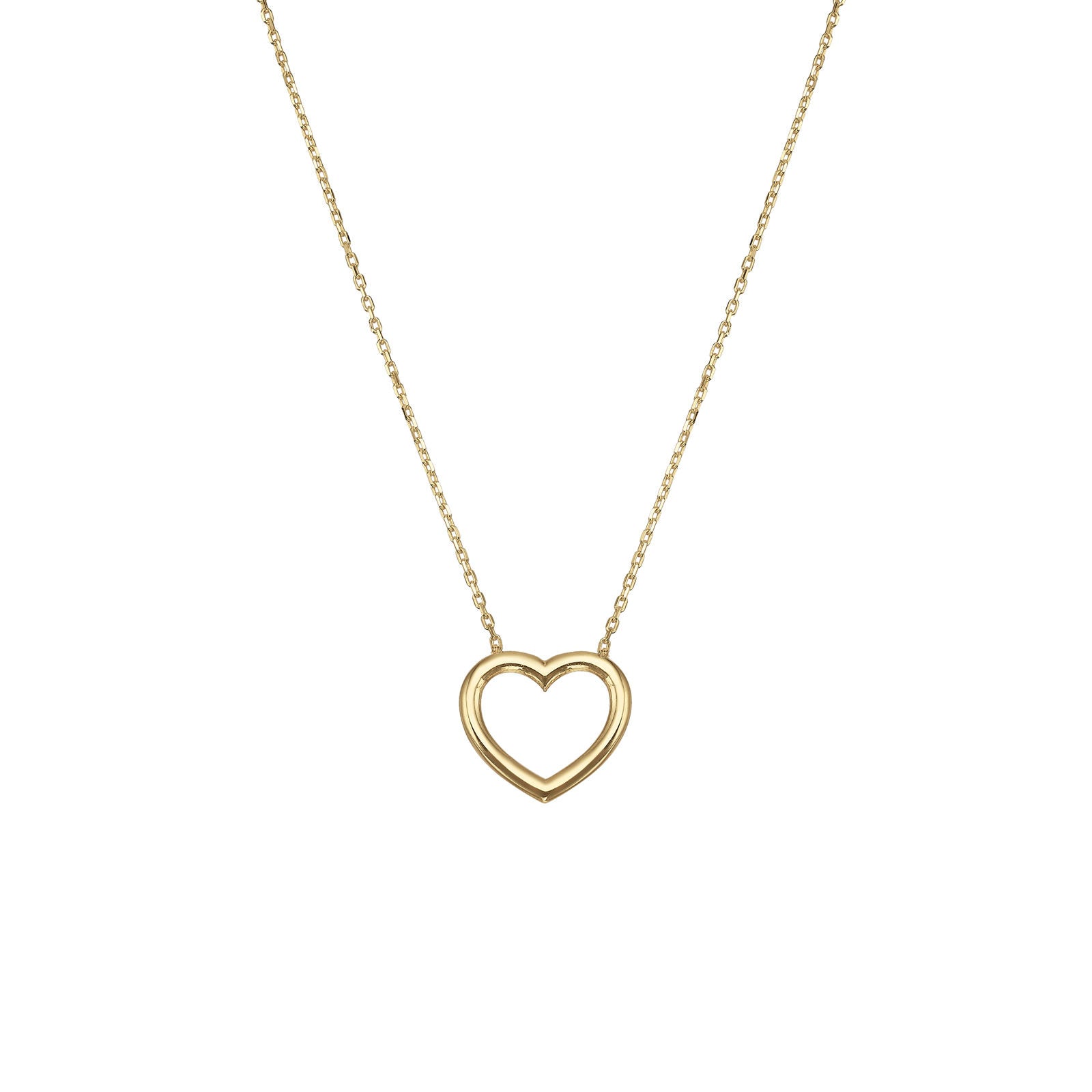 תליון ושרשרת מזהב צהוב 14 קראט - לב מבריק תליון ושרשרת מזהב צהוב 14 קראט - לב מבריק