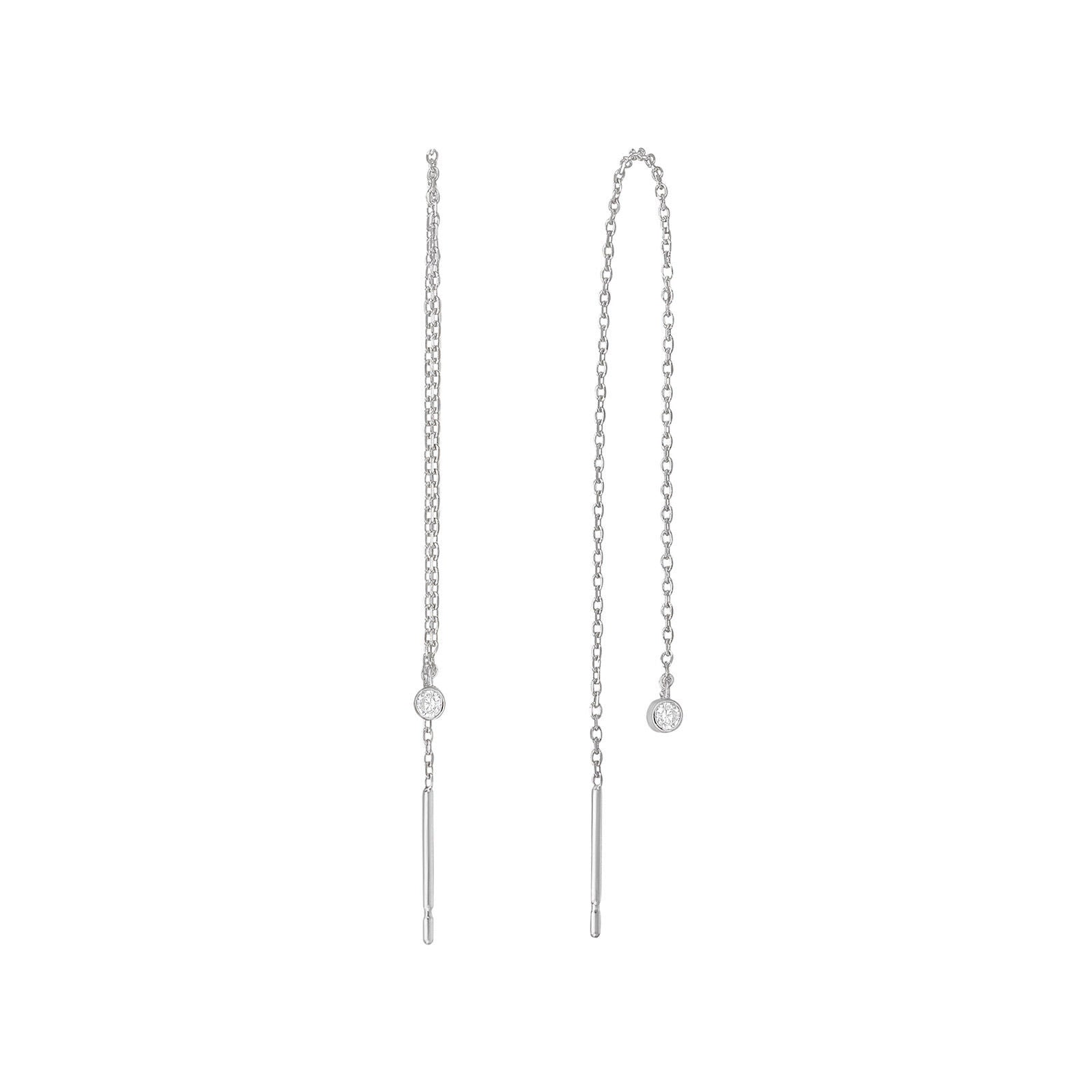 עגילים תלויים מזהב לבן 14 קראט - דוטי עגילים תלויים מזהב לבן 14 קראט - דוטי