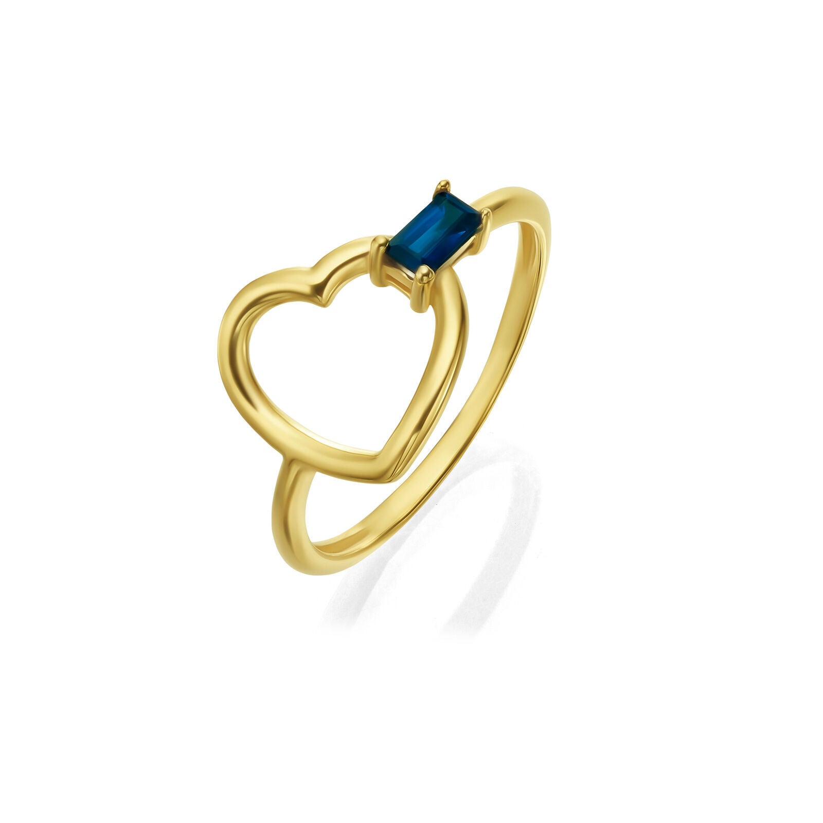 טבעת ספיר מזהב צהוב 14 קראט - לב ג'ייד טבעת ספיר מזהב צהוב 14 קראט - לב ג'ייד