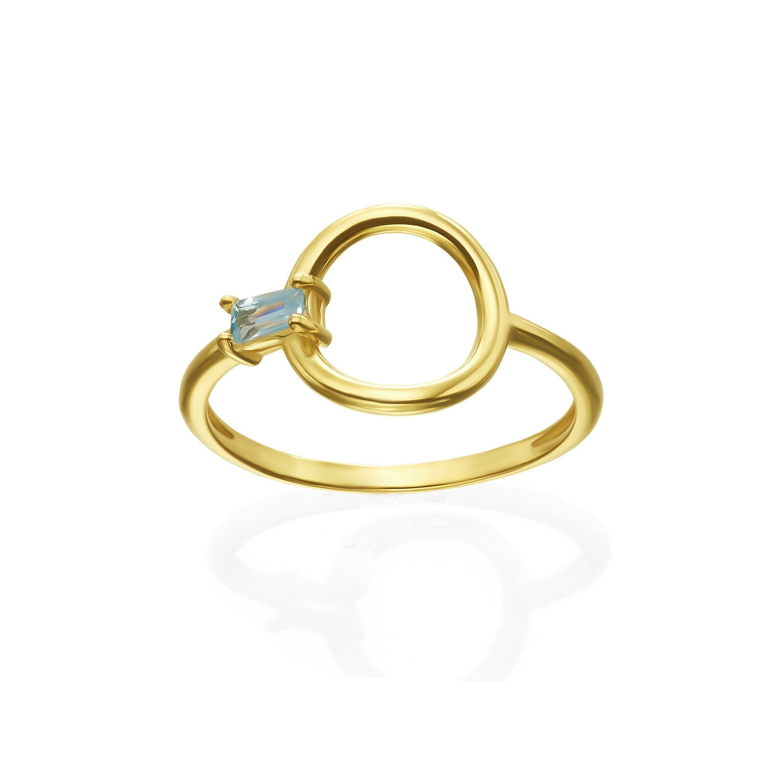 טבעת טופז מזהב צהוב 14 קראט - עיגול רין טבעת טופז מזהב צהוב 14 קראט - עיגול רין