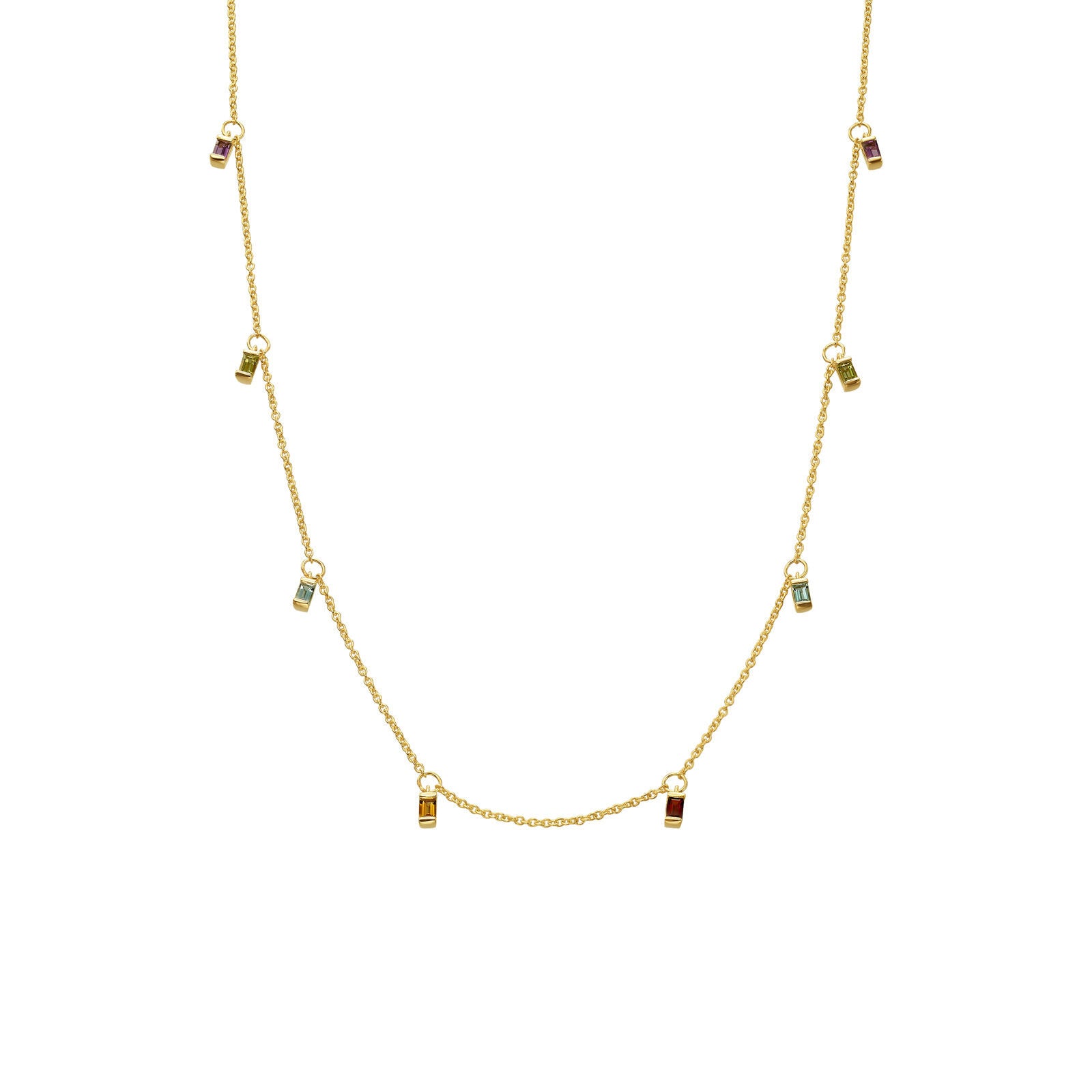 שרשרת אבני חן מזהב צהוב 14 קראט - קסם הקשת שרשרת אבני חן מזהב צהוב 14 קראט - קסם הקשת