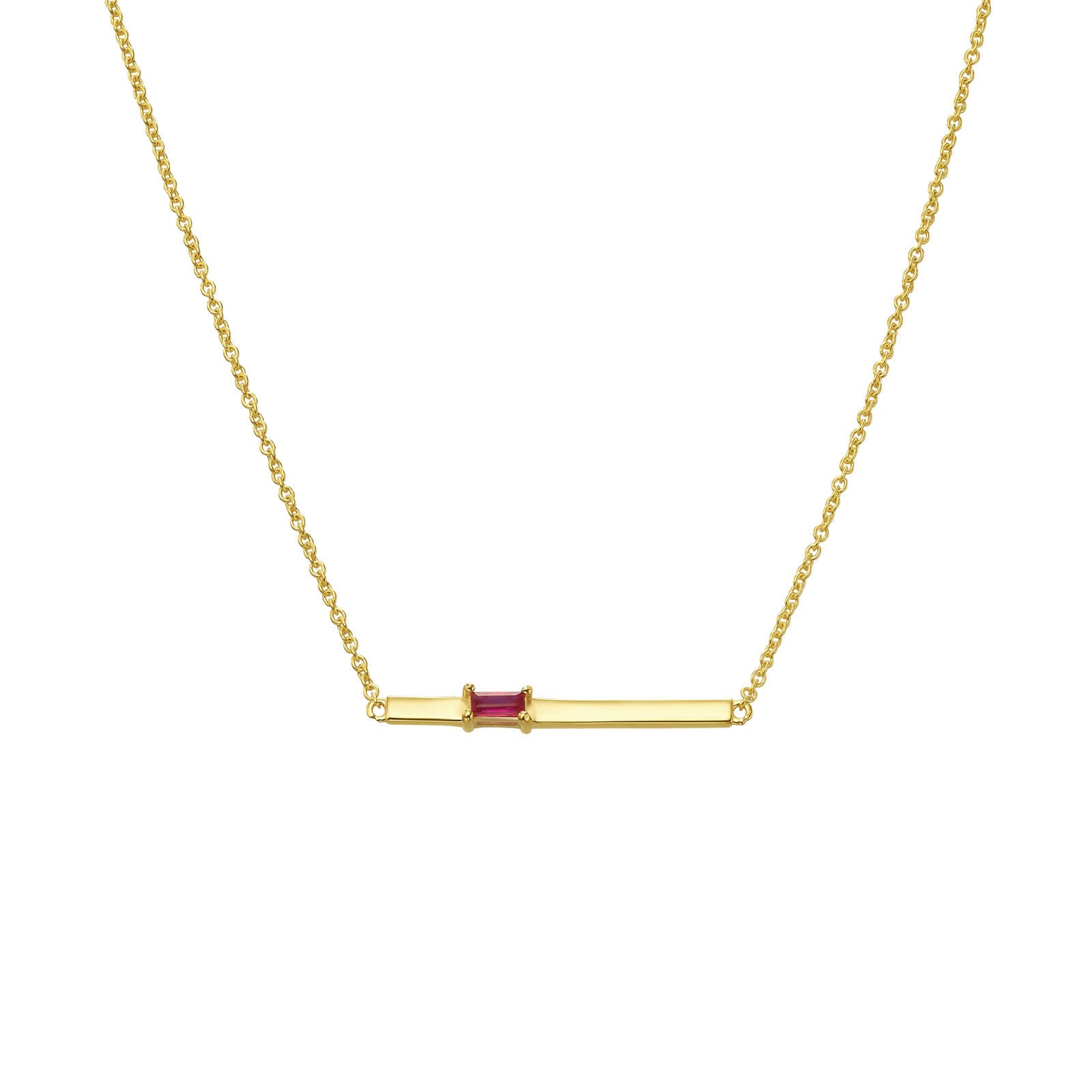 שרשרת ותליון רובי מזהב צהוב 14 קראט - בר קופר שרשרת ותליון רובי מזהב צהוב 14 קראט - בר קופר