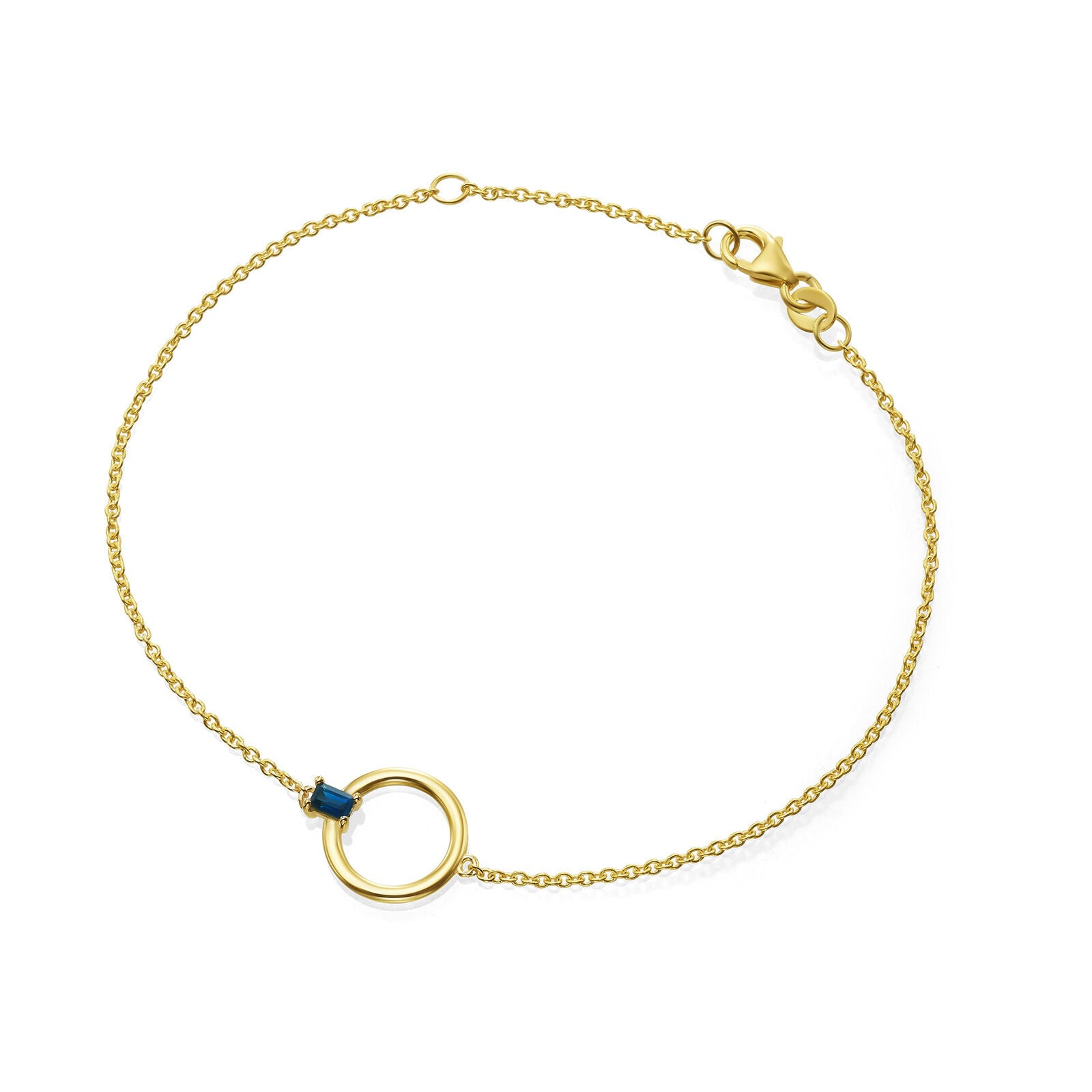 צמיד ספיר מזהב צהוב 14 קראט - מקסין כחול צמיד ספיר מזהב צהוב 14 קראט - מקסין כחול