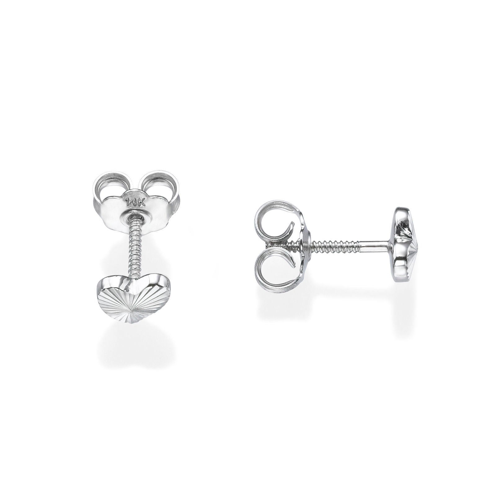 עגילים צמודים מזהב לבן 14 קראט - לב משמעותי עגילים צמודים מזהב לבן 14 קראט - לב משמעותי