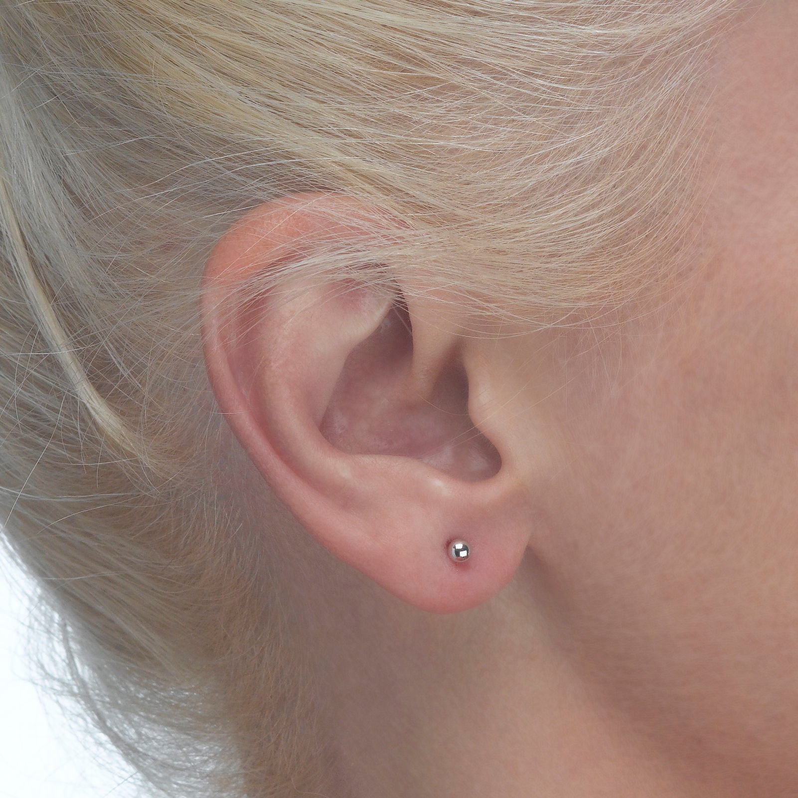 עגילים צמודים מזהב לבן 14 קראט - עיגול קלאסי - קטן עגילים צמודים מזהב לבן 14 קראט - עיגול קלאסי - קטן