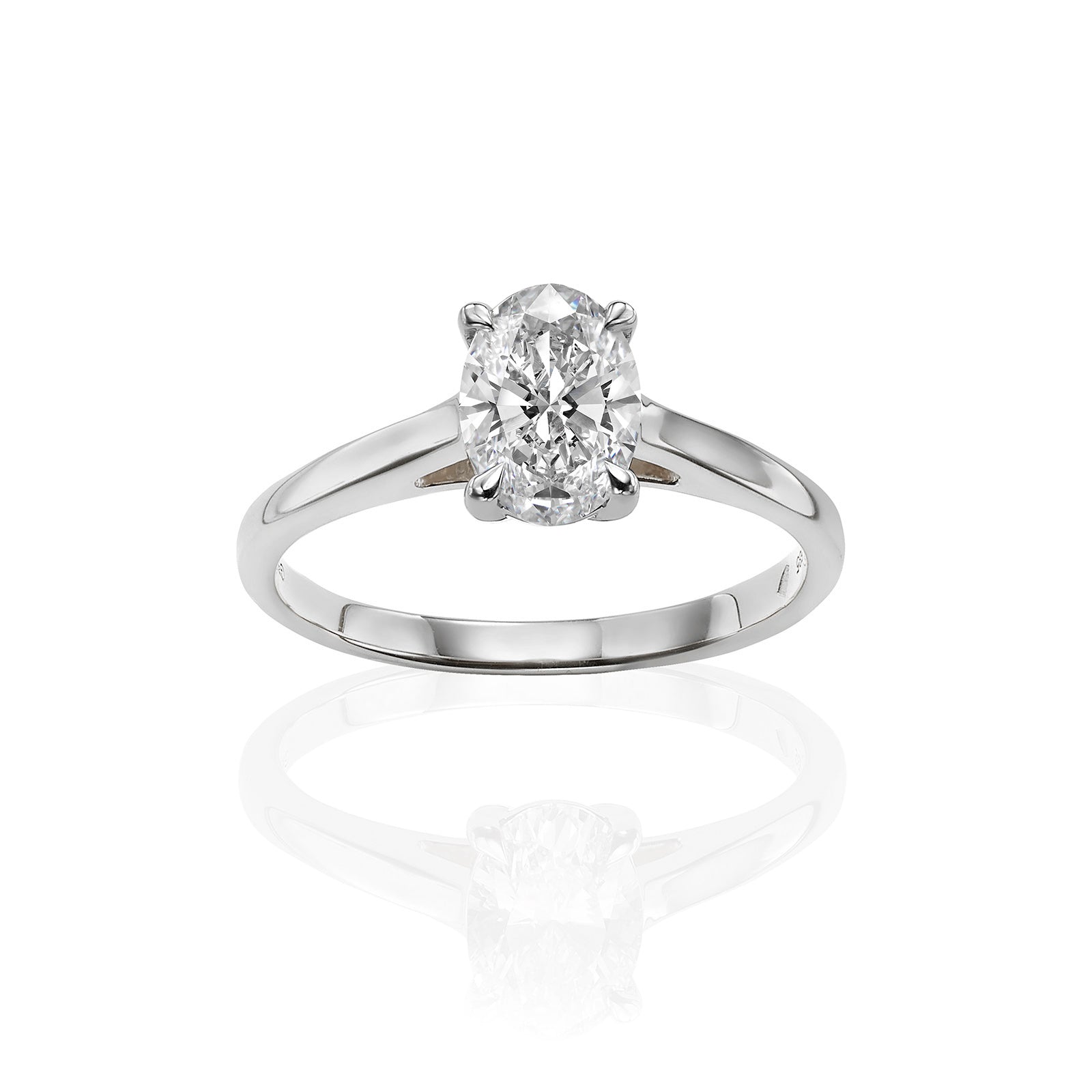 טבעת יהלום מעבדה מזהב לבן 14K - סוליטר אובאל 1 קראט טבעת יהלום מעבדה מזהב לבן 14K - סוליטר אובאל 1 קראט