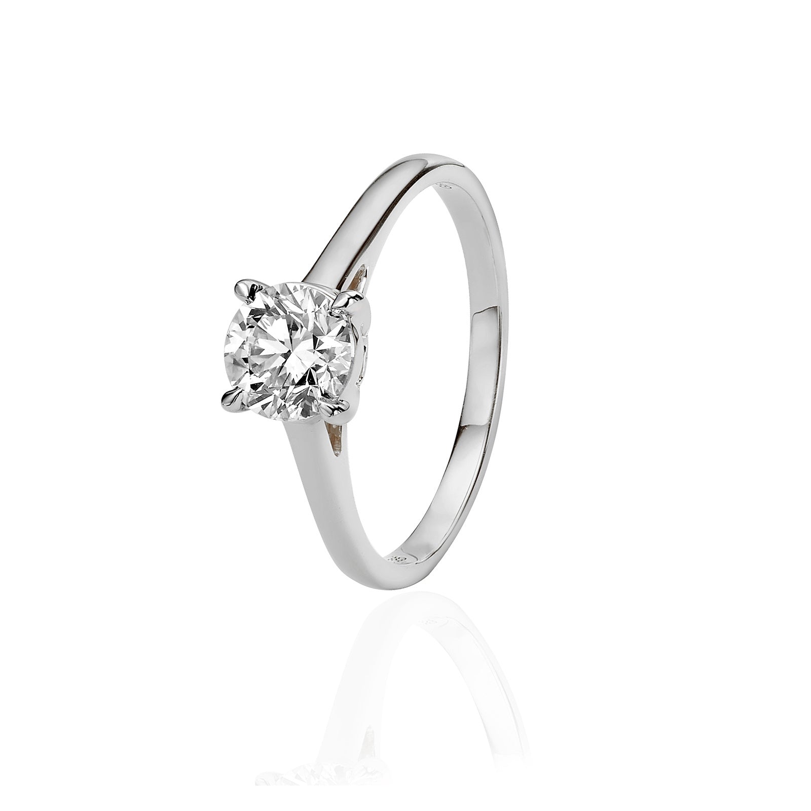 טבעת יהלום מעבדה מזהב לבן 14K - סוליטר עגול בריליאנט 1 קראט טבעת יהלום מעבדה מזהב לבן 14K - סוליטר עגול בריליאנט 1 קראט