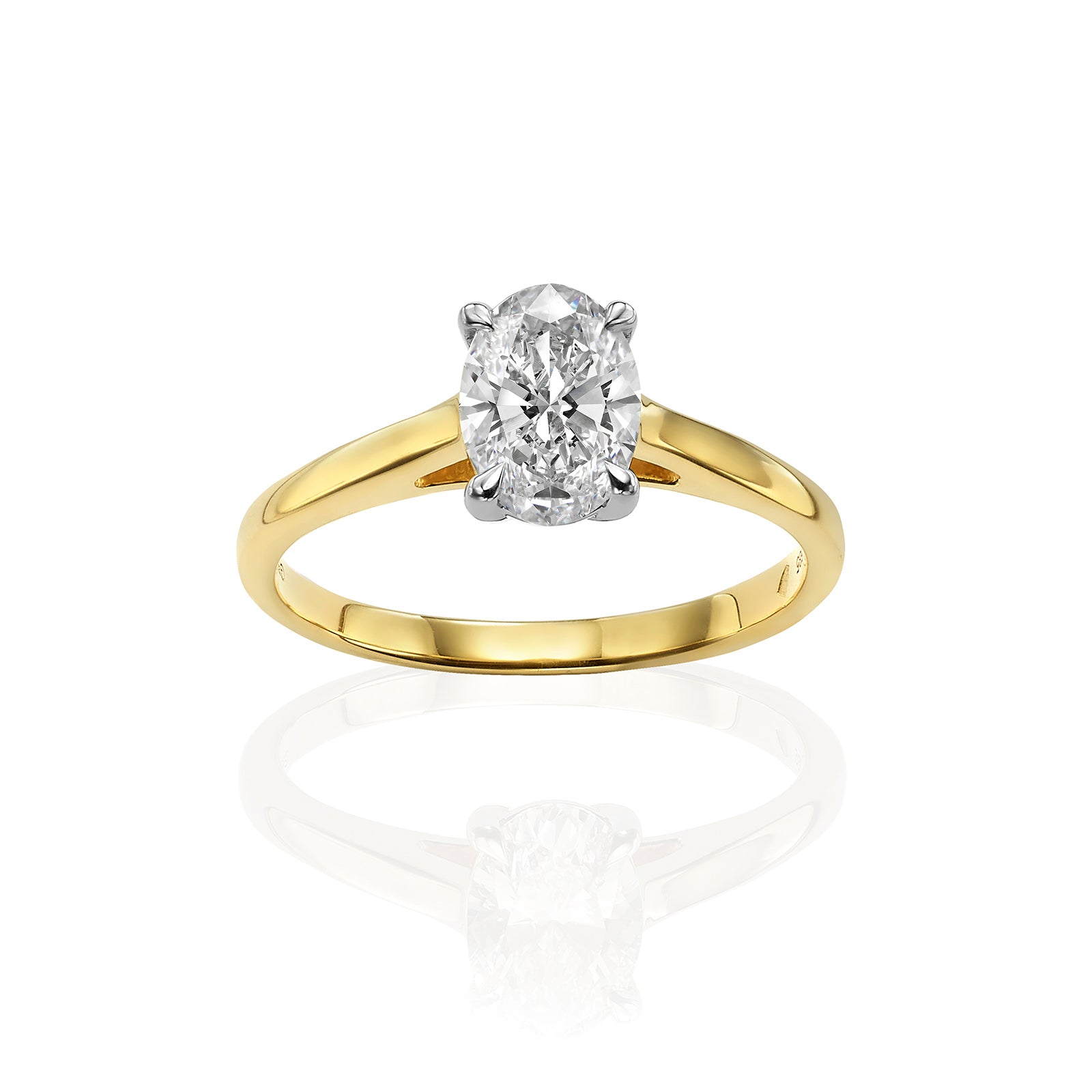 טבעת יהלום מעבדה מזהב צהוב 14K - סוליטר אובאל 1 קראט טבעת יהלום מעבדה מזהב צהוב 14K - סוליטר אובאל 1 קראט