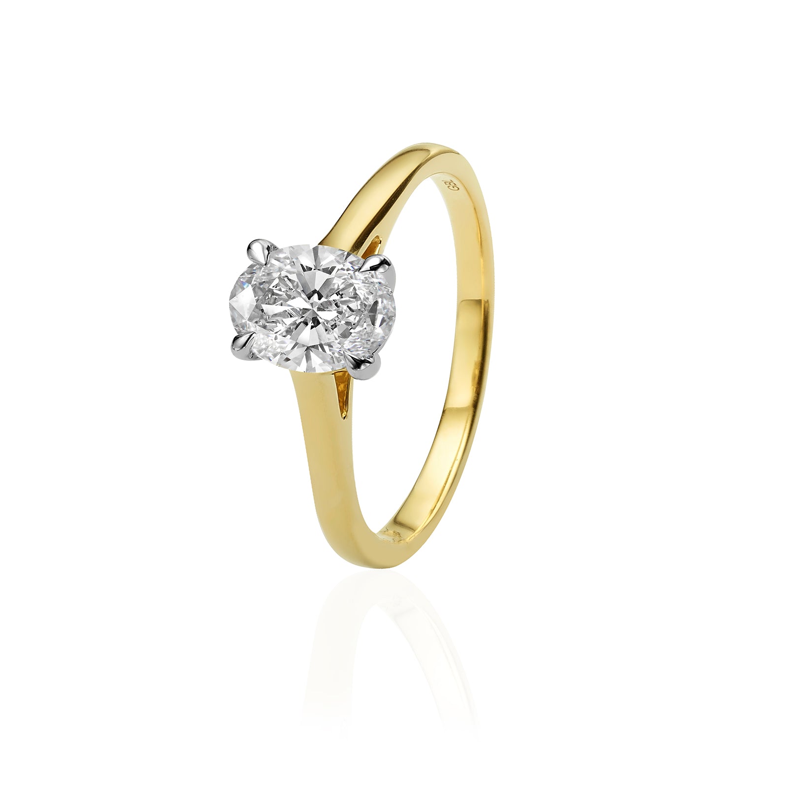 טבעת יהלום מעבדה מזהב צהוב 14K - סוליטר אובאל 1 קראט טבעת יהלום מעבדה מזהב צהוב 14K - סוליטר אובאל 1 קראט