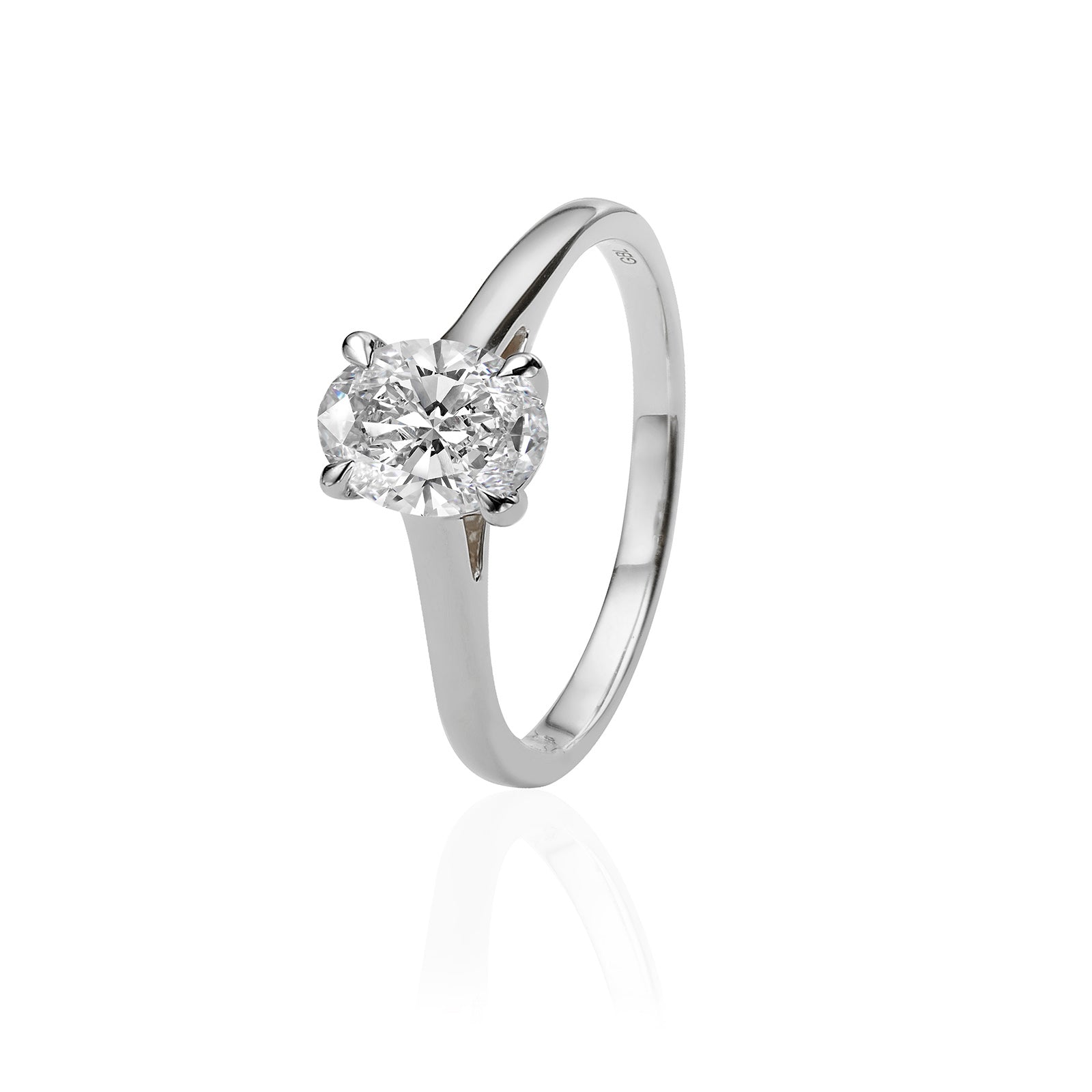 טבעת יהלום מעבדה מזהב לבן 14K - סוליטר אובאל 1 קראט טבעת יהלום מעבדה מזהב לבן 14K - סוליטר אובאל 1 קראט