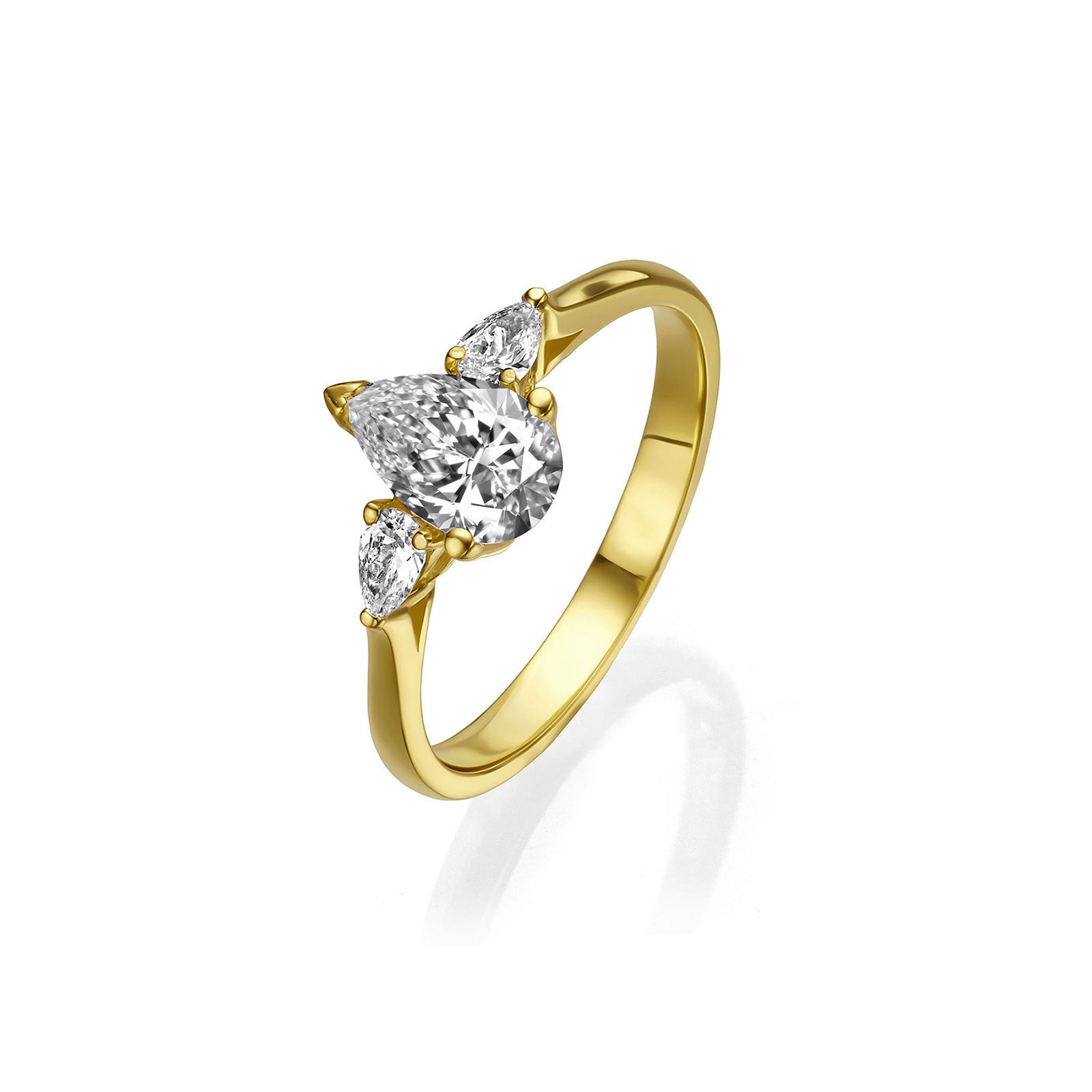 טבעת יהלומי מעבדה מזהב צהוב 14K - ריי טבעת יהלומי מעבדה מזהב צהוב 14K - ריי