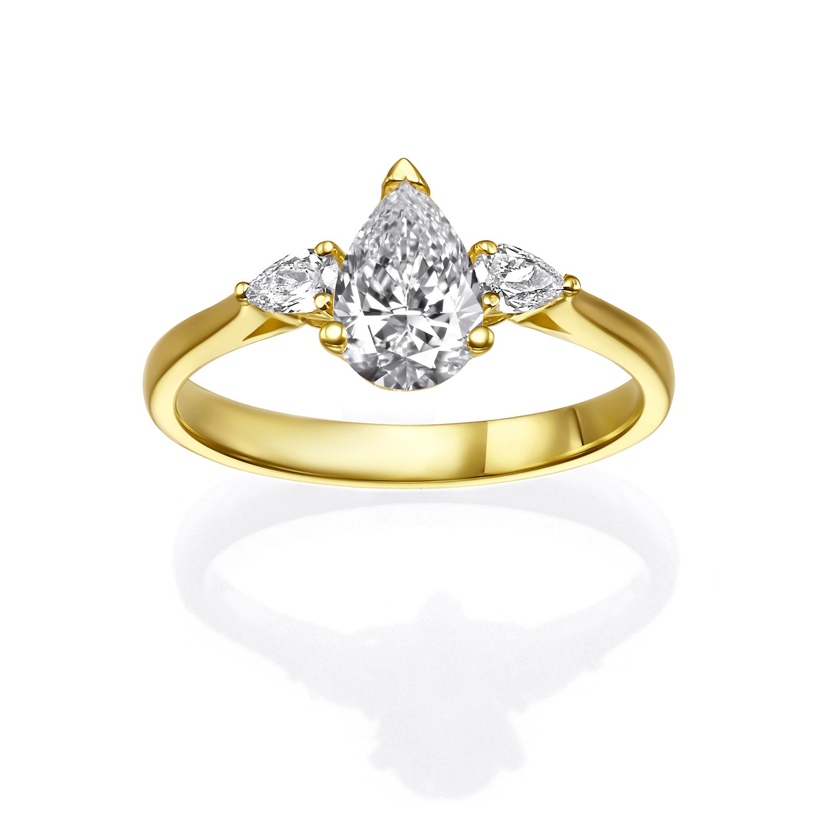 טבעת יהלומי מעבדה מזהב צהוב 14K - ריי טבעת יהלומי מעבדה מזהב צהוב 14K - ריי