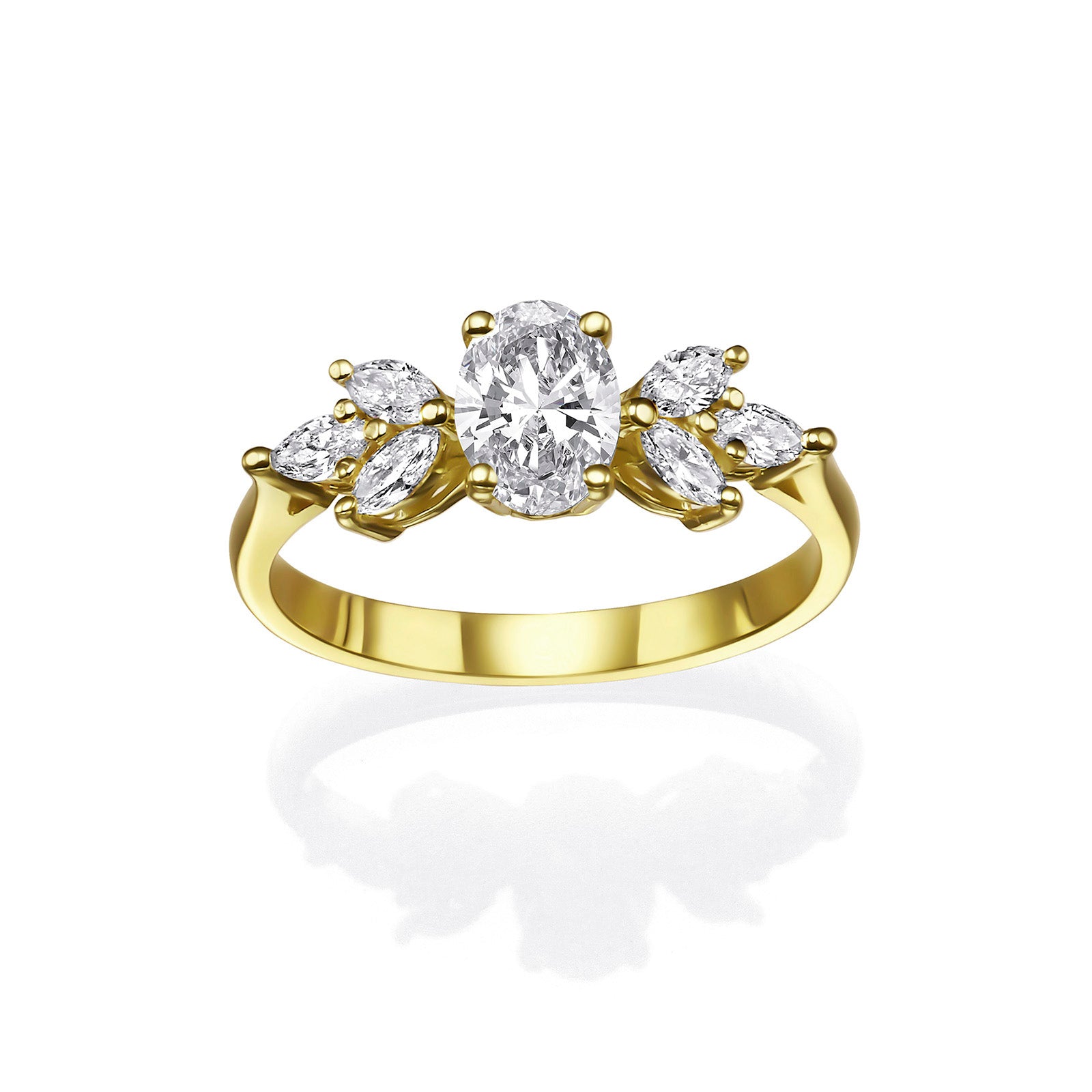 טבעת יהלום מעבדה מזהב צהוב 14K - סאקורה טבעת יהלום מעבדה מזהב צהוב 14K - סאקורה